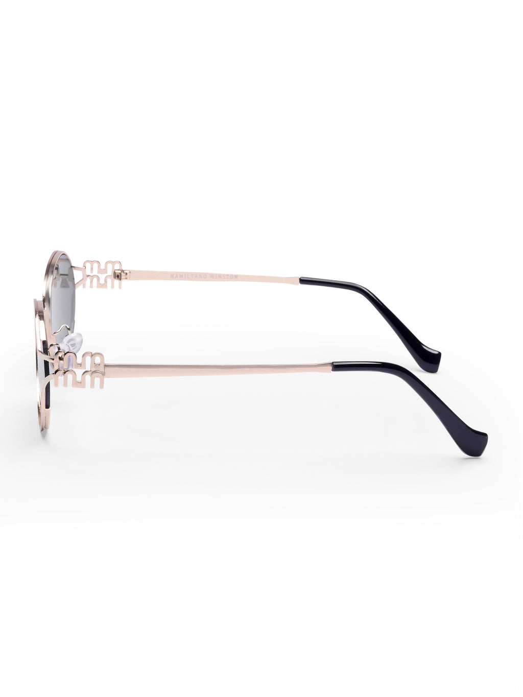 Women's Gold Black Oval Sunglasses