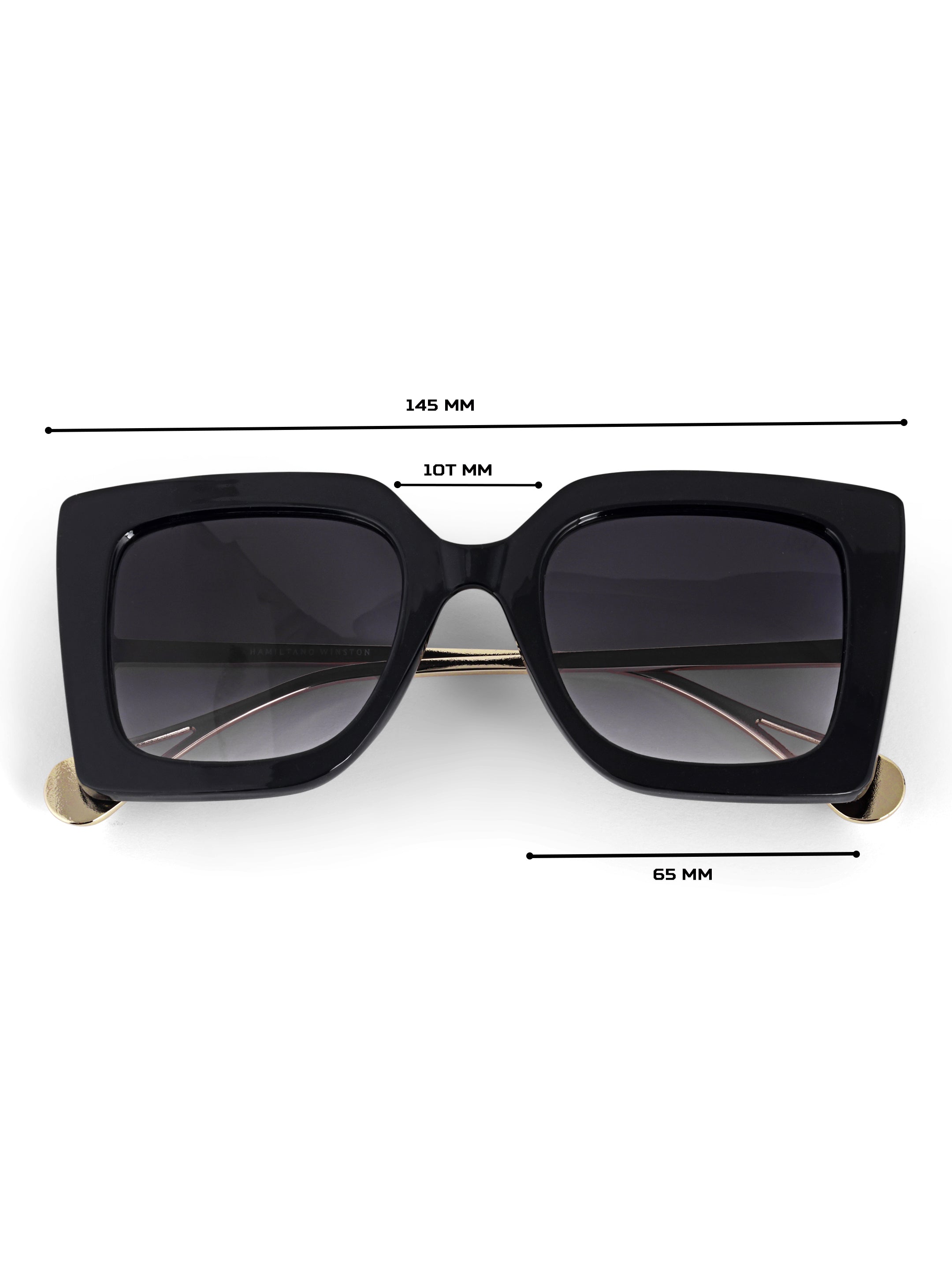 Women Oversize Square Black UV Protected Sunglasses