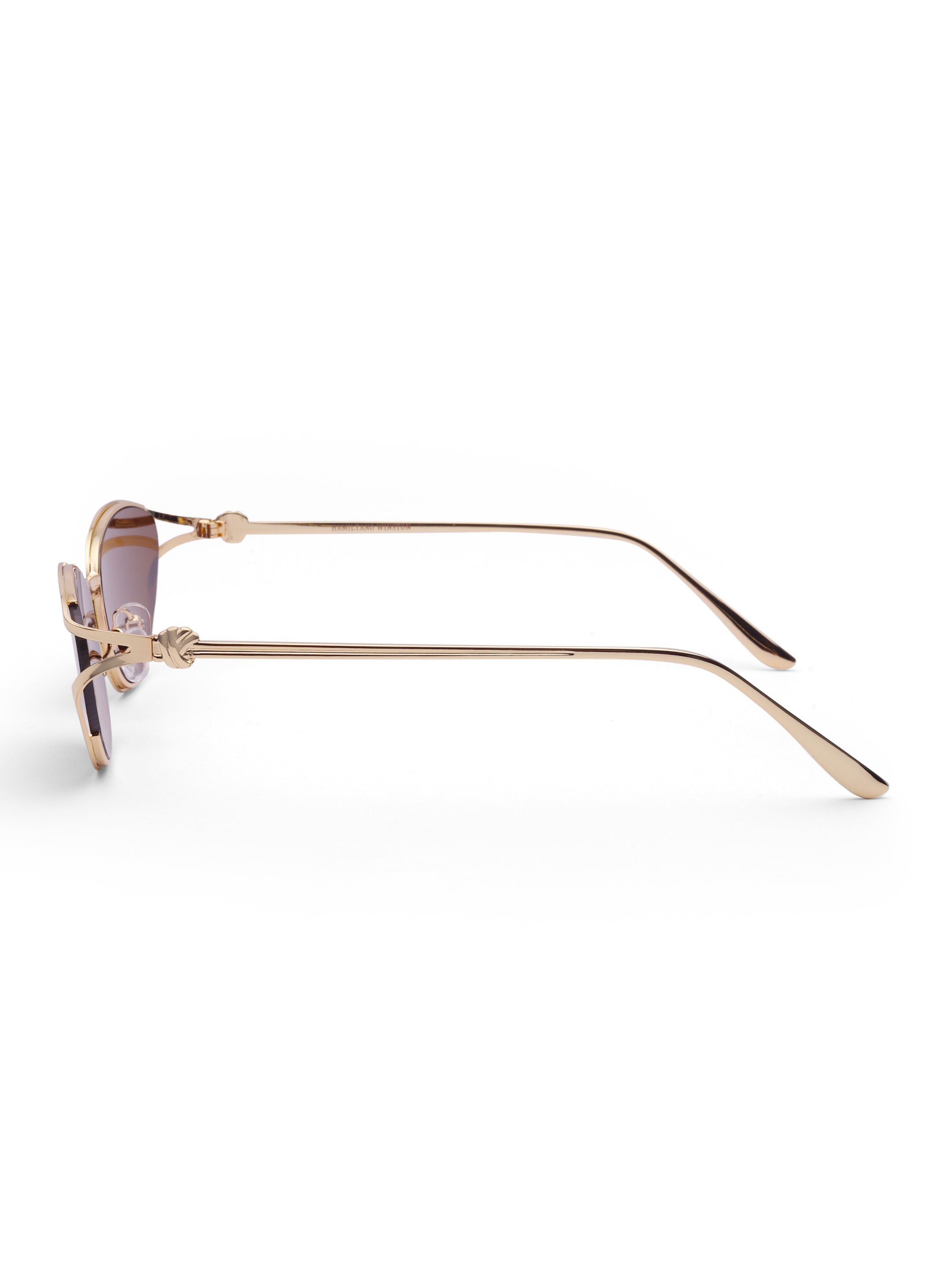 Women's Gold Brown Metal Sunglasses