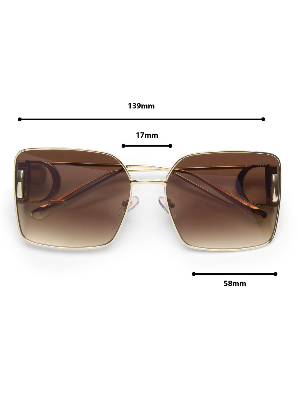 Sorelle Metal Square Brown UV Protected Womens Sunglasses