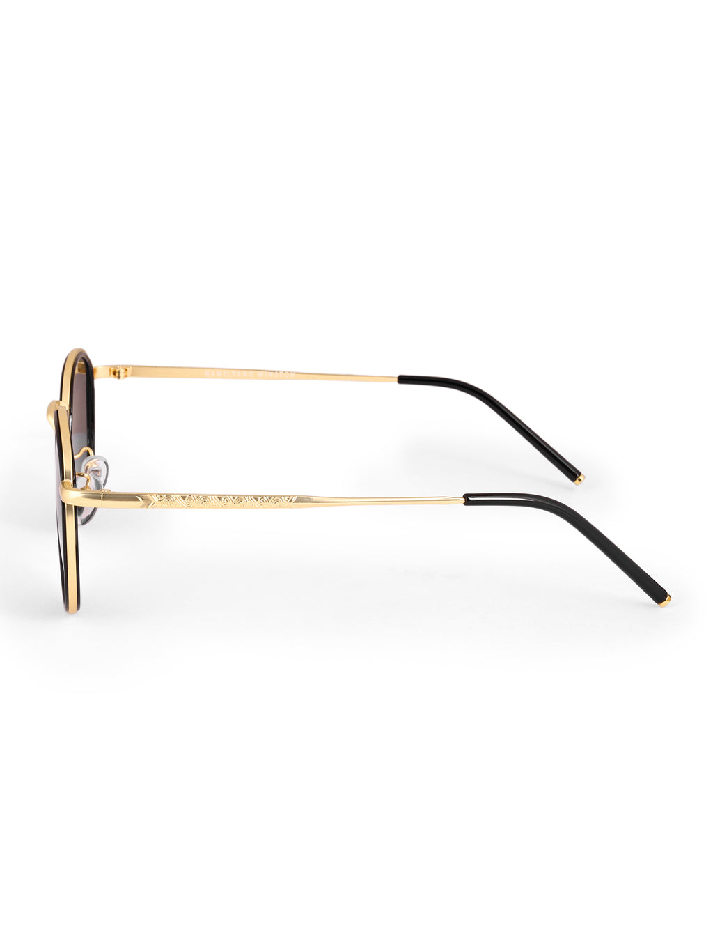Men's Golden Black Round UV Protected Sunglasses