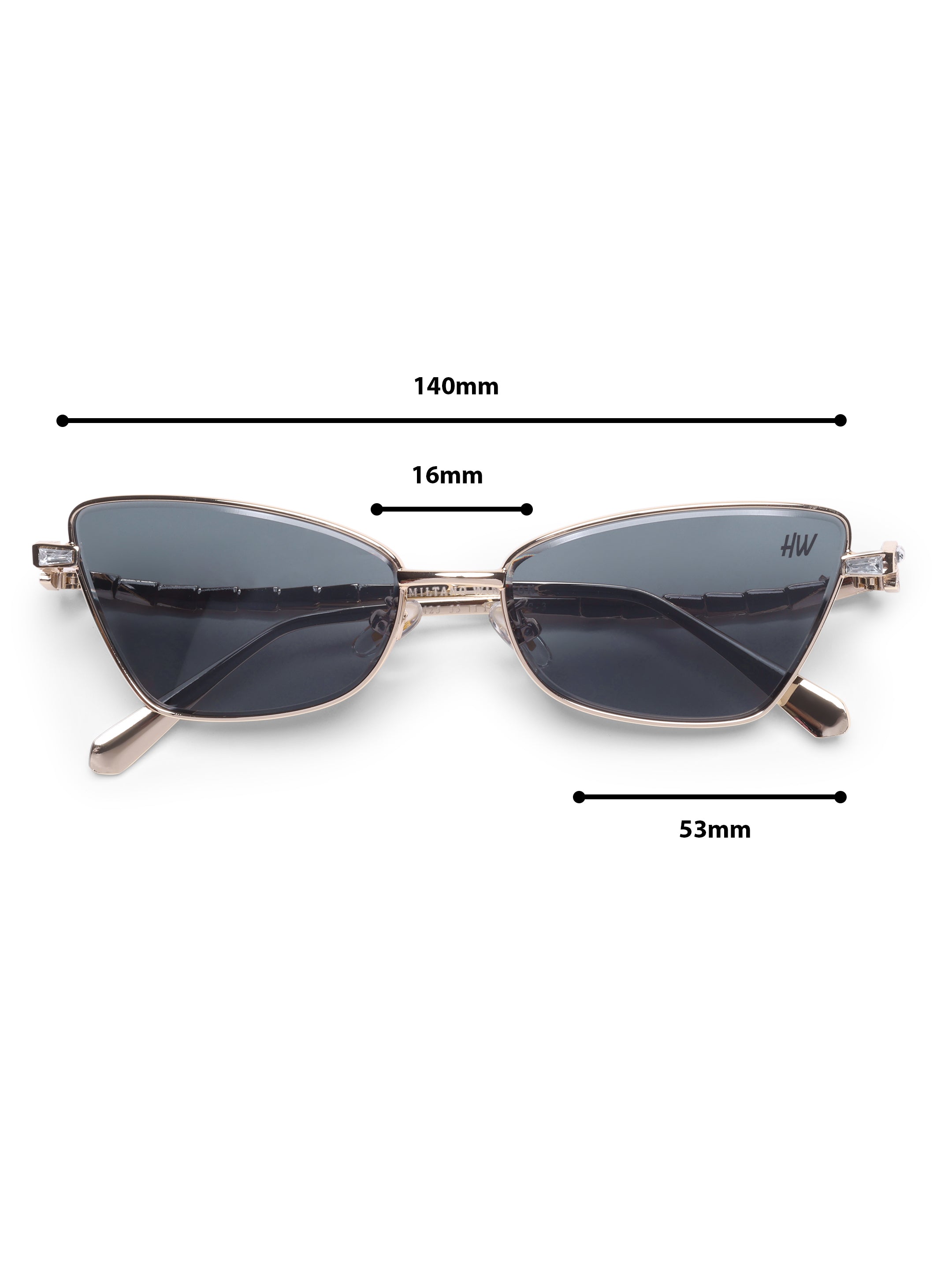 Elora Gold Black Metal UV Protected Womens Sunglasses