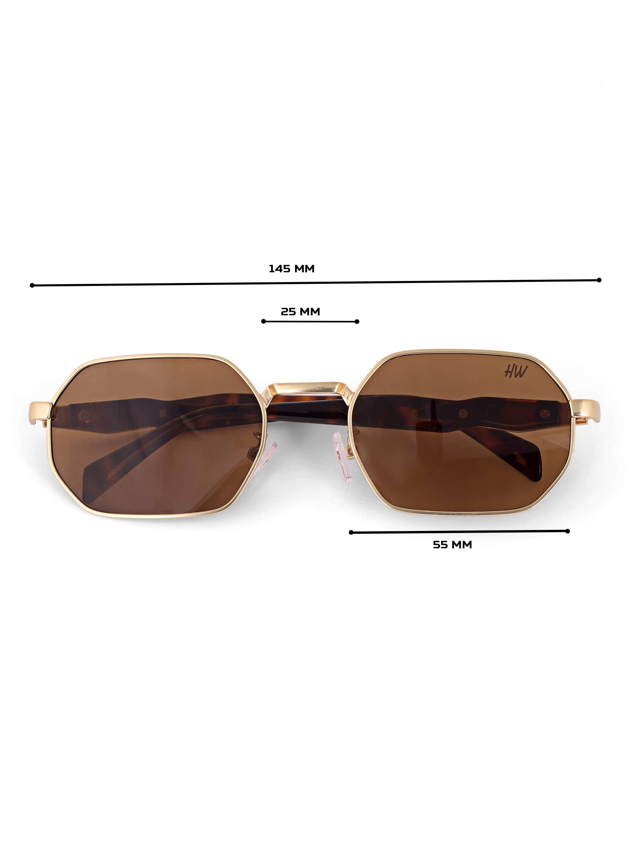 Men Hexagon Uv Protected Sunglasses Brown
