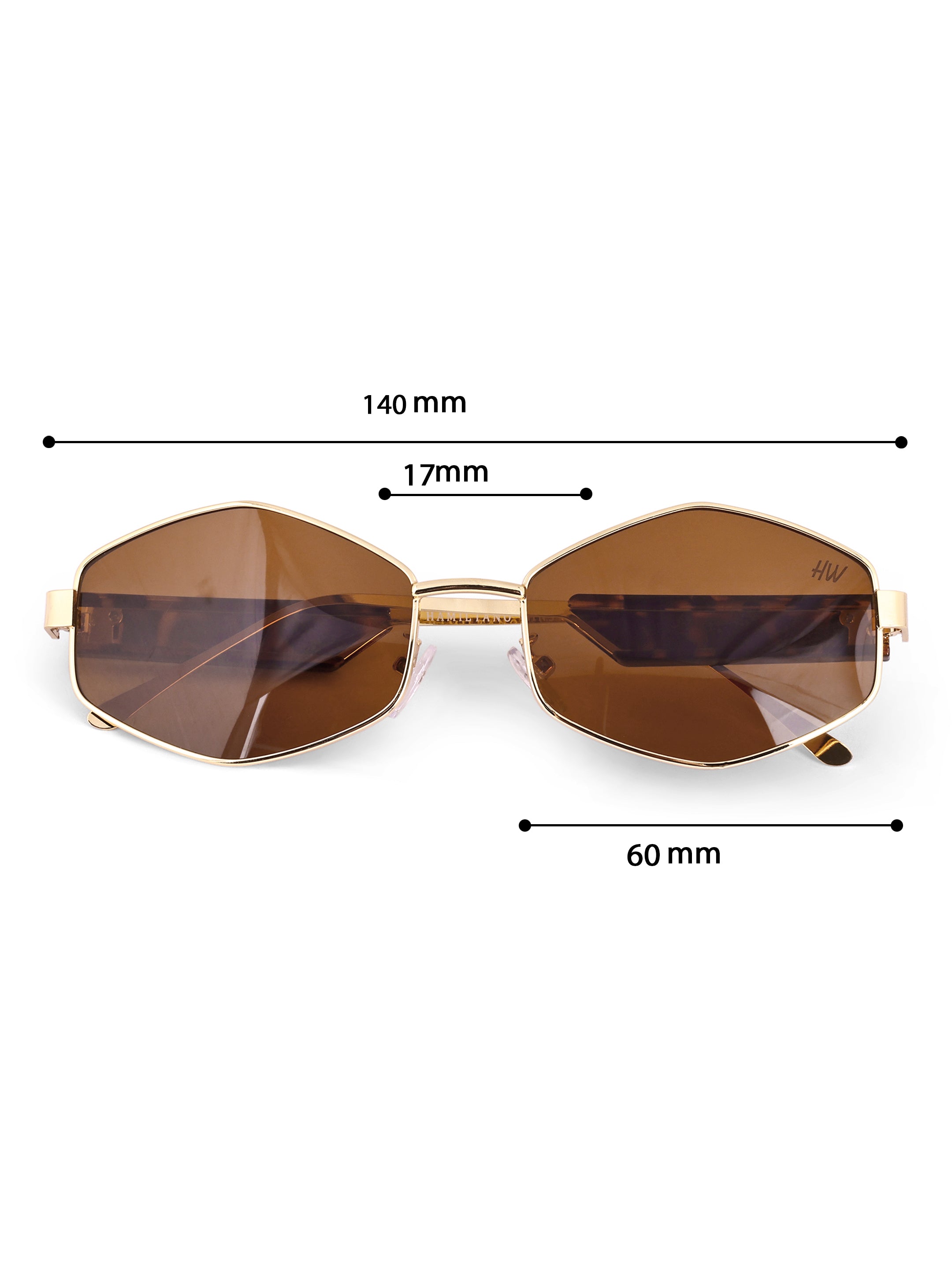 Women's Hexagon Golden Brown UV Protected Sunglasses