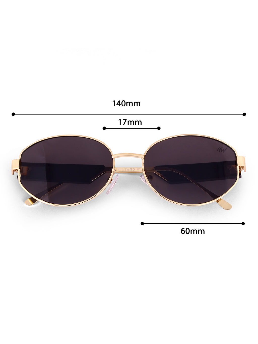 Women's Oval Golden Black UV Protected Sunglasses