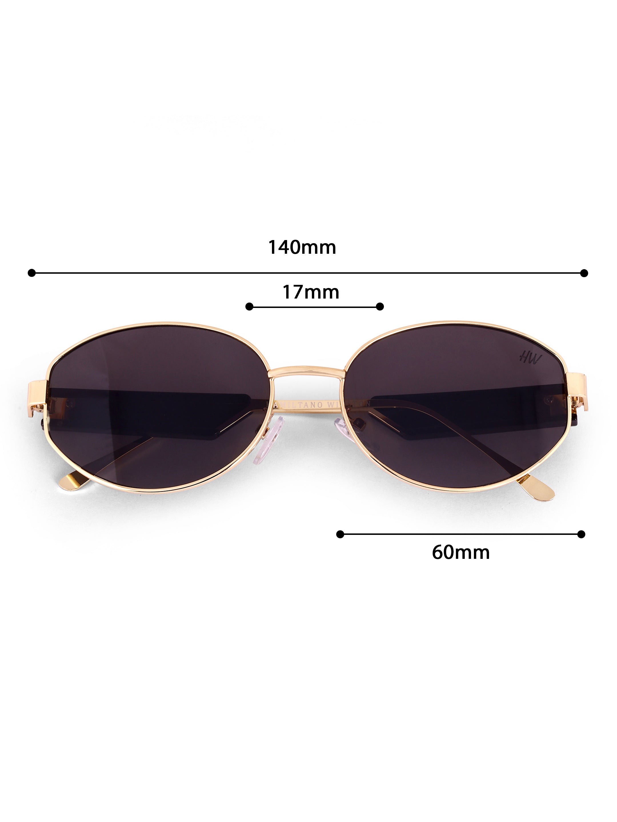 Women's Oval Golden Black UV Protected Sunglasses