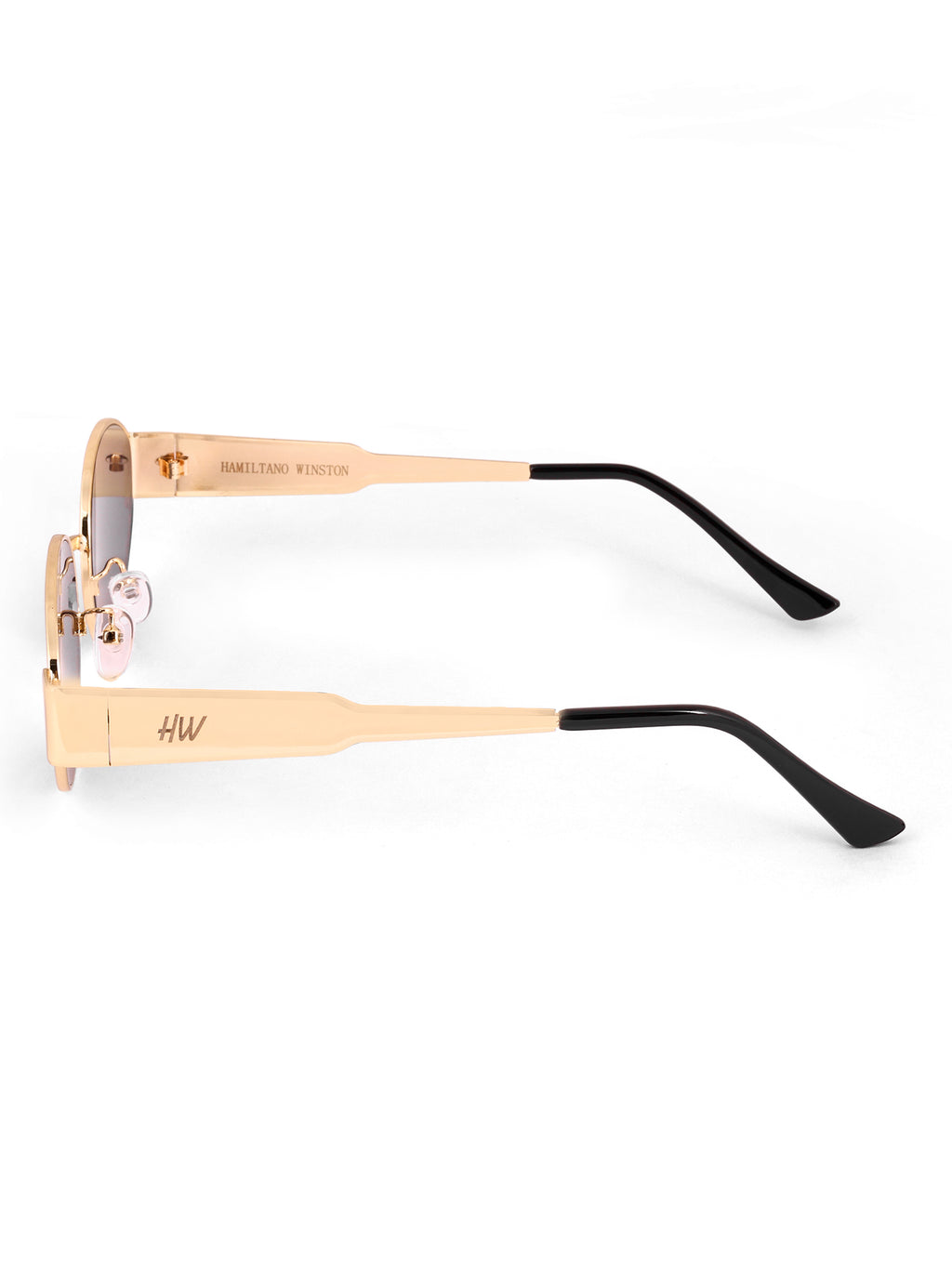 Women's Oval Golden Black UV Protected Sunglasses