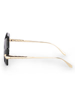 Women's Black Golden UV Protected Oversized Sunglasses