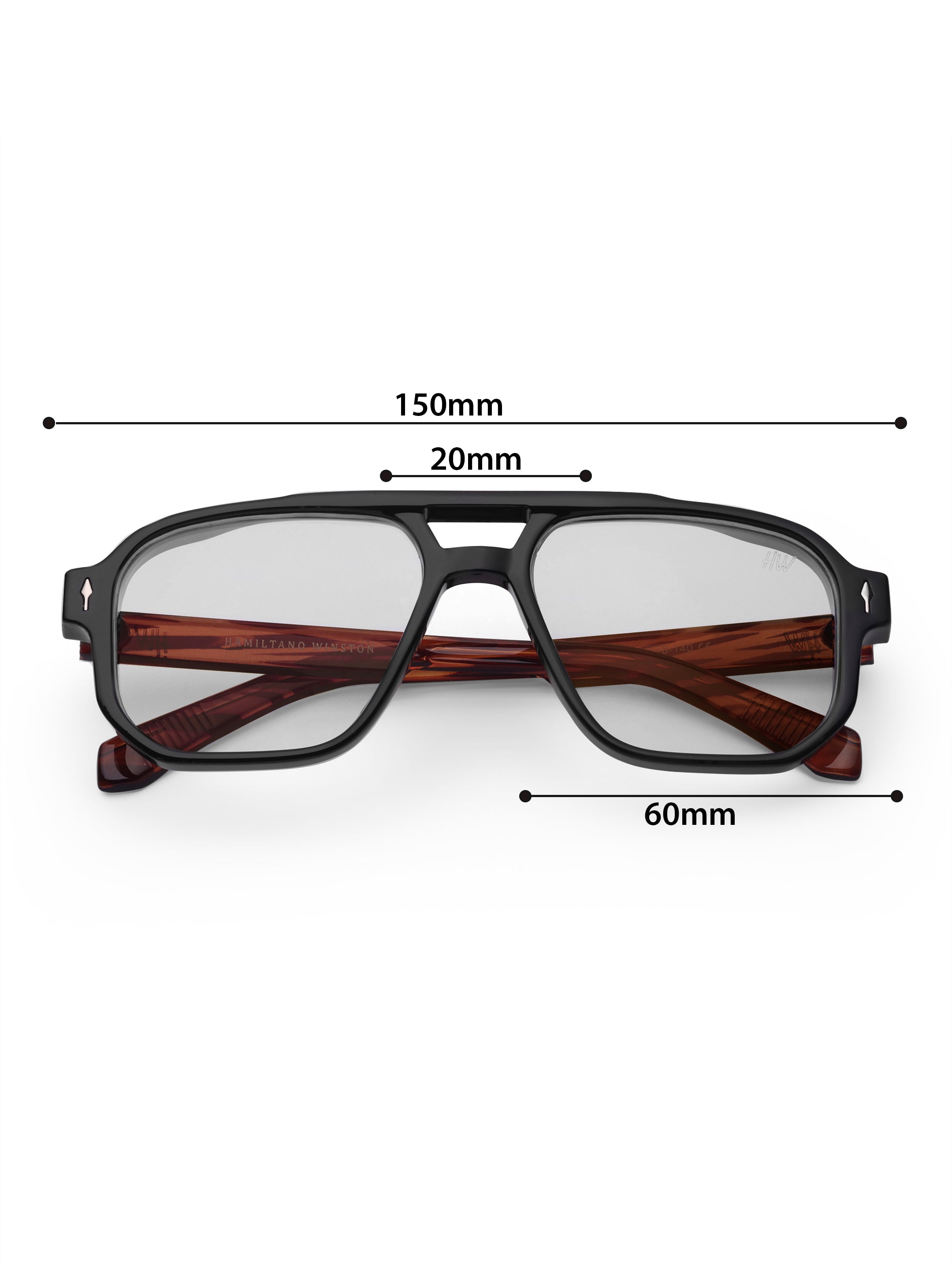 Men's Black Wooden Transparent Glasses