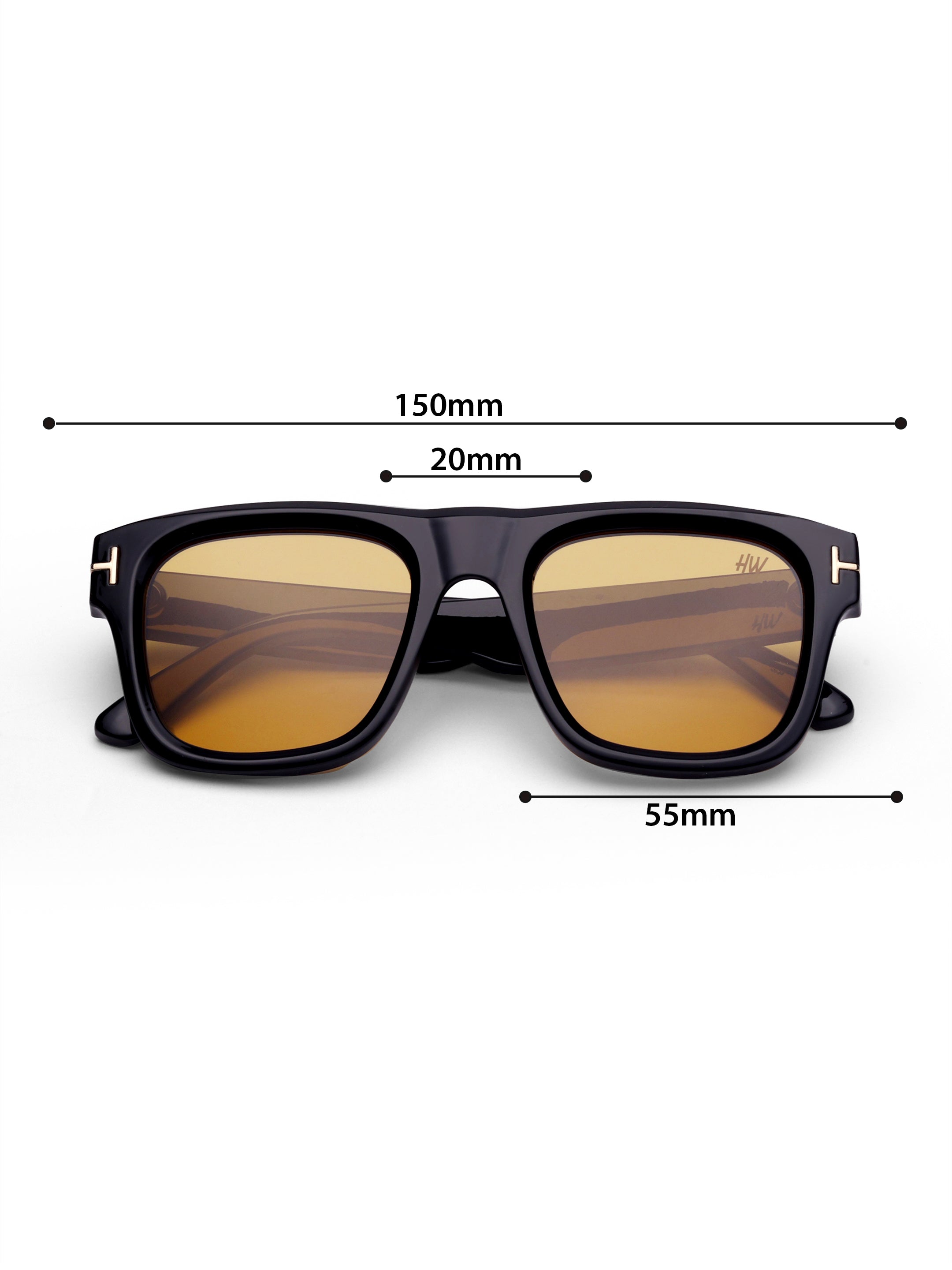 Men's UV Protected Yellow Wayfarer  Rectangular Sunglasses