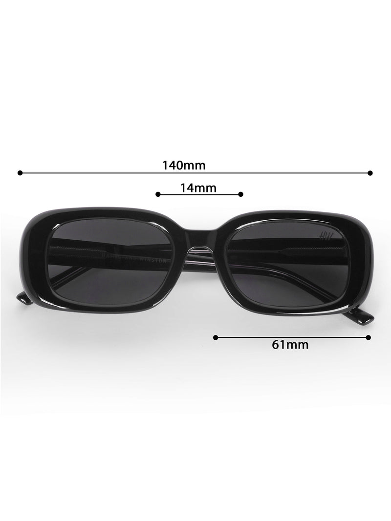 Women's Black Rectangular Premium Sunglasses