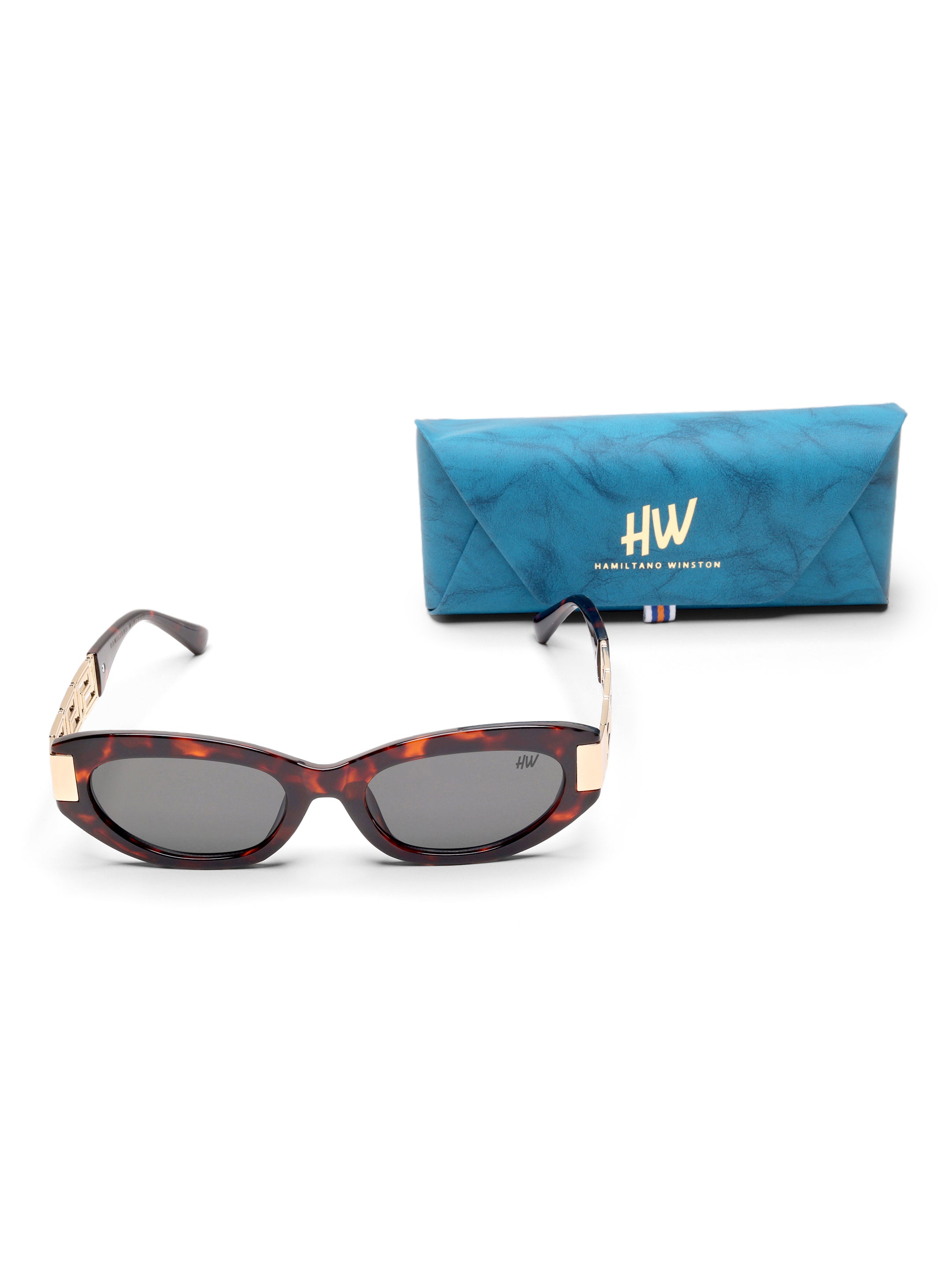 Alina Black Oval Leopard UV Protected Womens Sunglasses