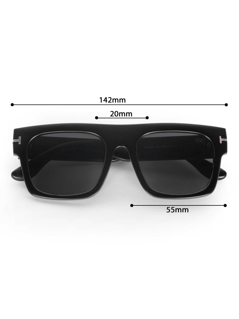 Men's Full Black UV Protected Wayfarer Rectangular Sunglasses
