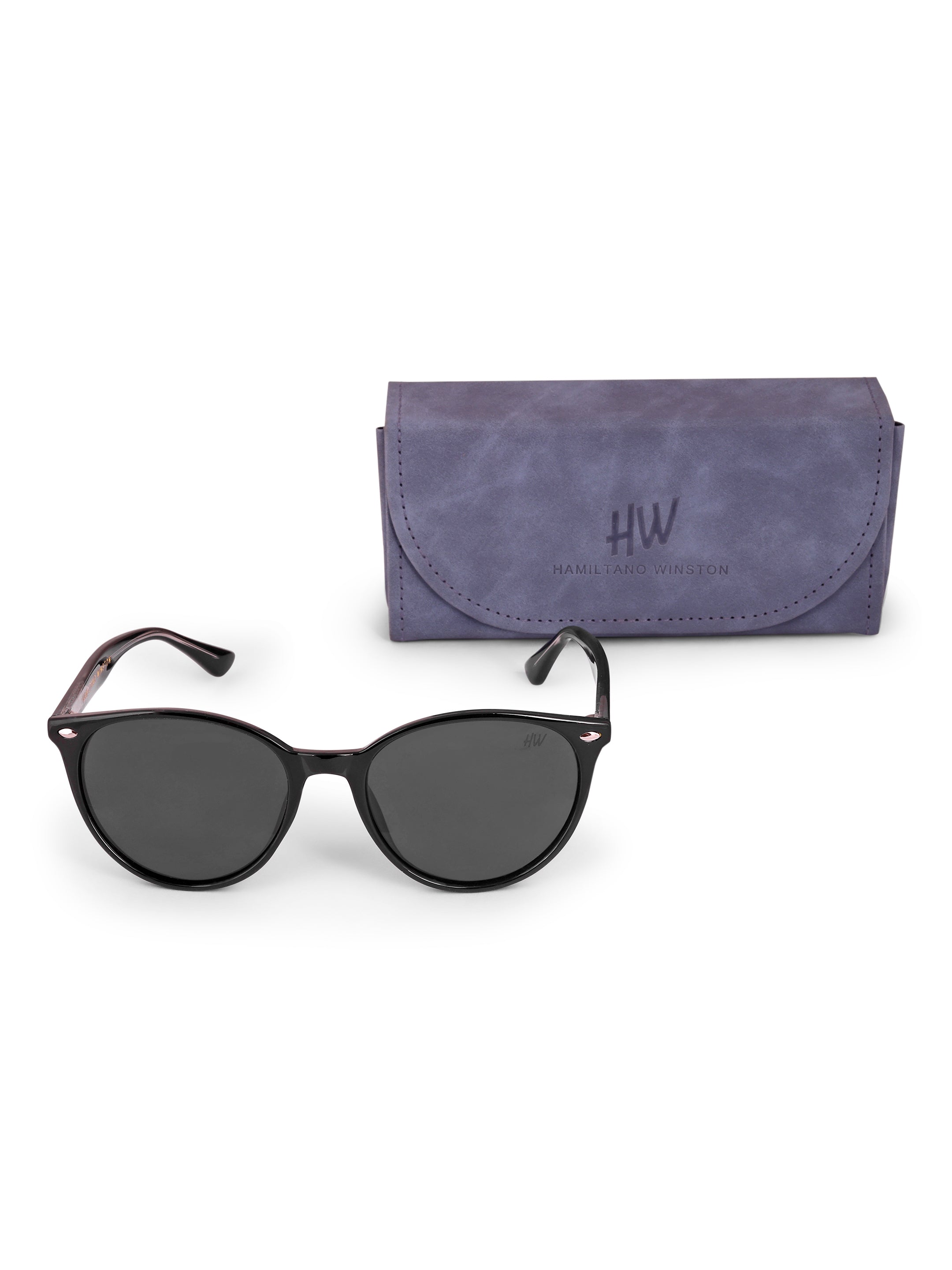 Women's Black Oval UV Protected Sunglasses