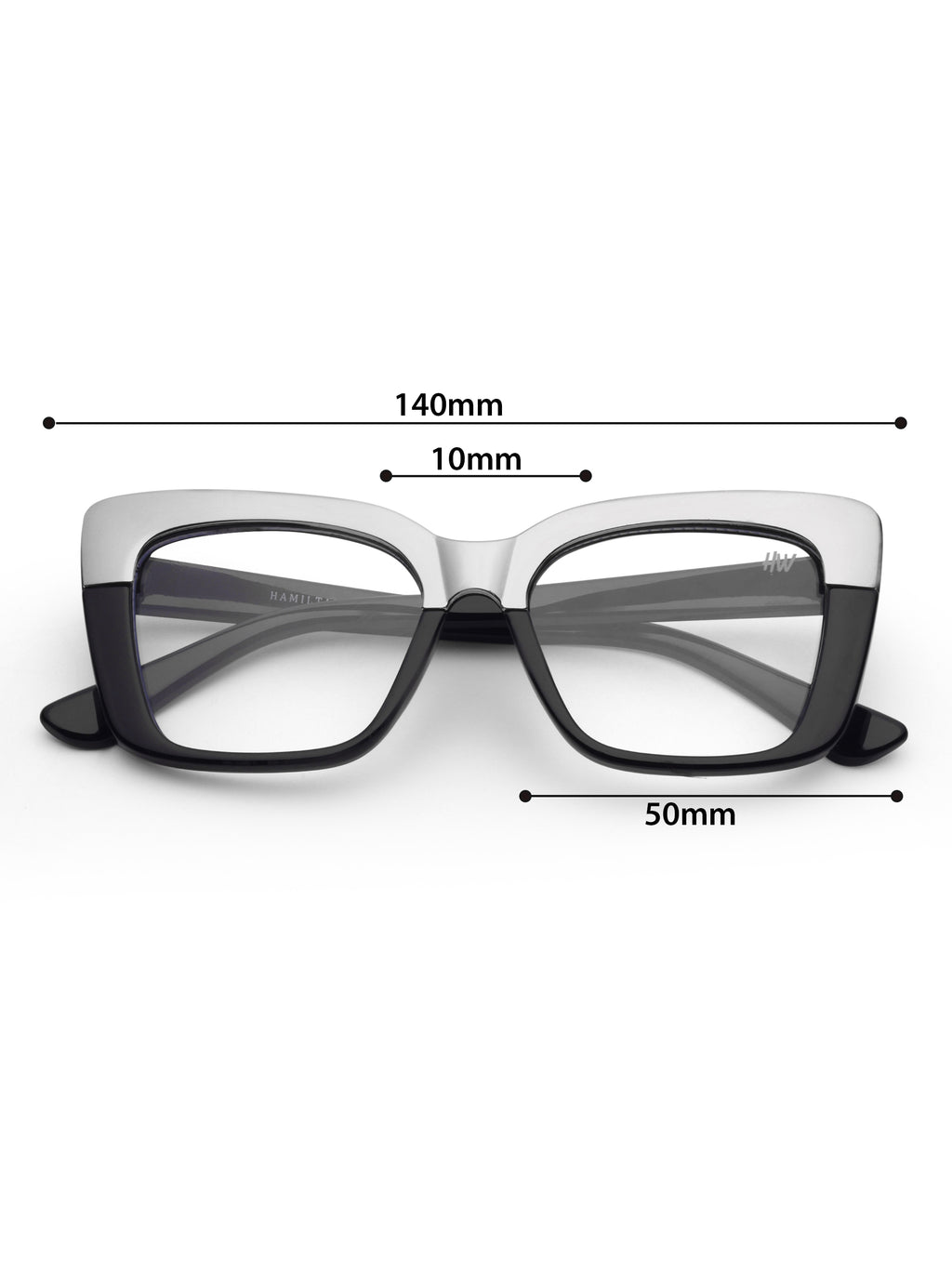 Women's Black Grey Rectangular Optical Frame