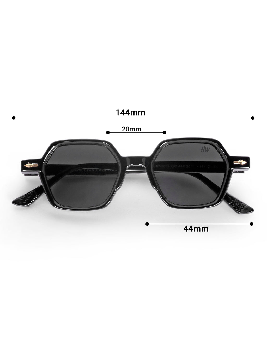 Women's Black Hexagon Premium Sunglasses