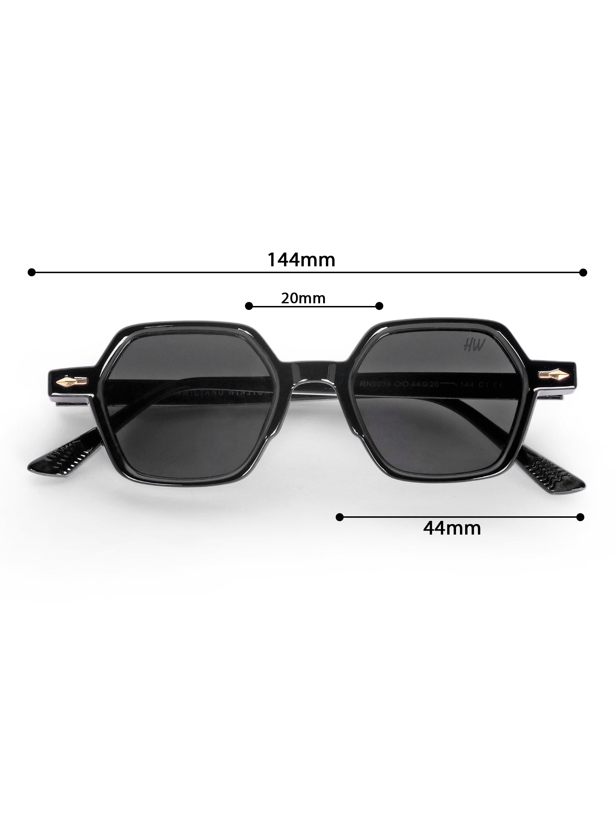 Women's Black Hexagon Premium Sunglasses