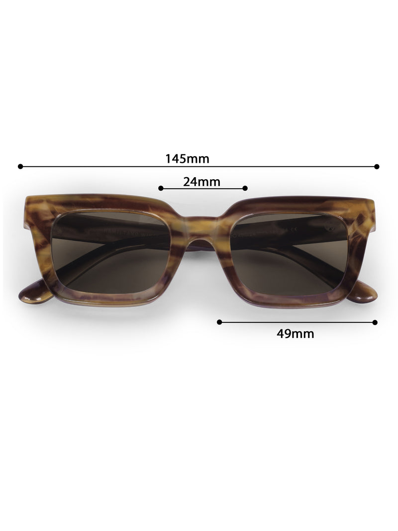 Women's Leopard Brown Wayfarer Rectangular Sunglasses