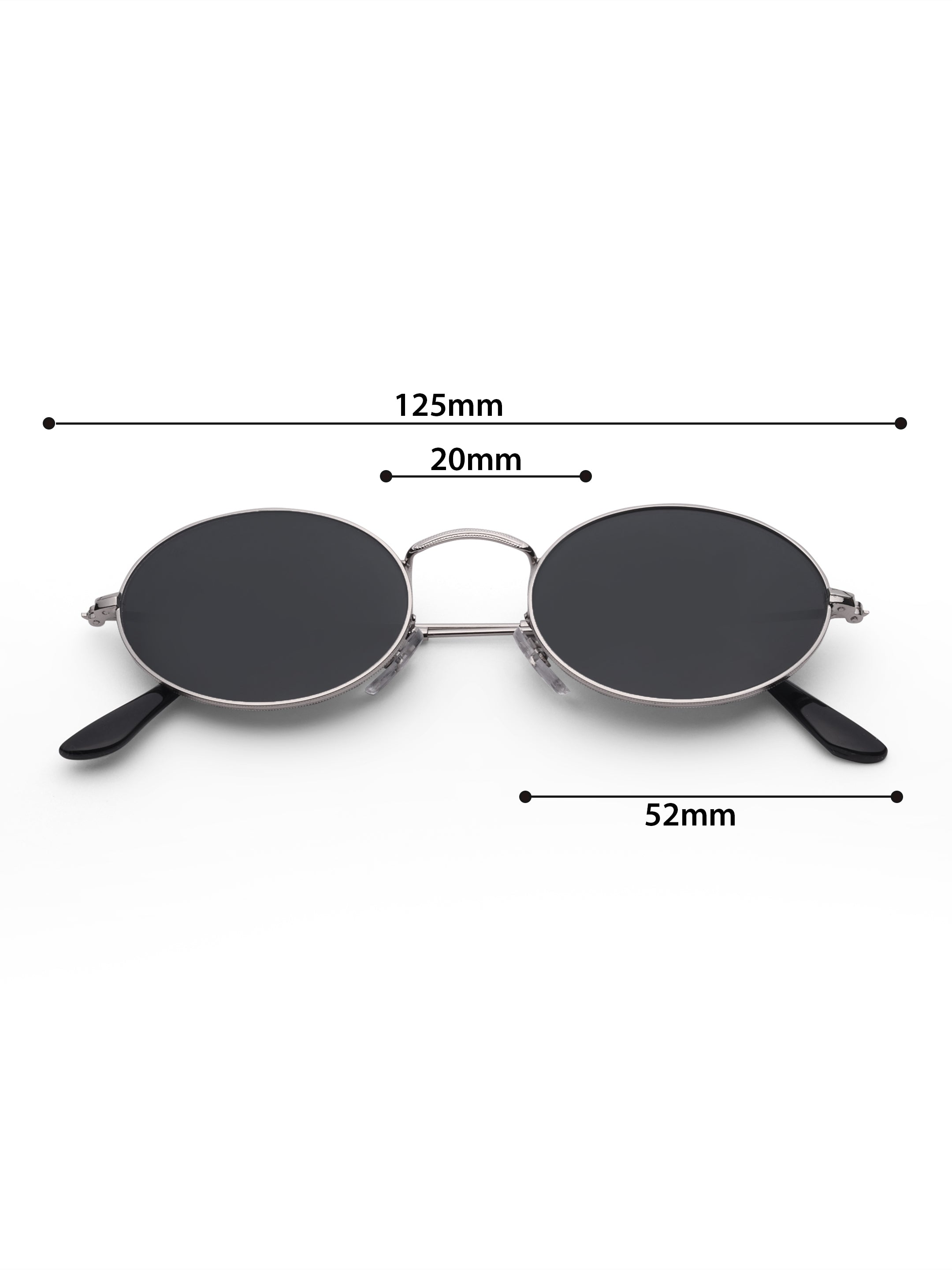 Women's Silver Black Oval Sunglasses