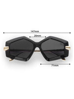 Women's Black Golden UV Protected Oversized Sunglasses