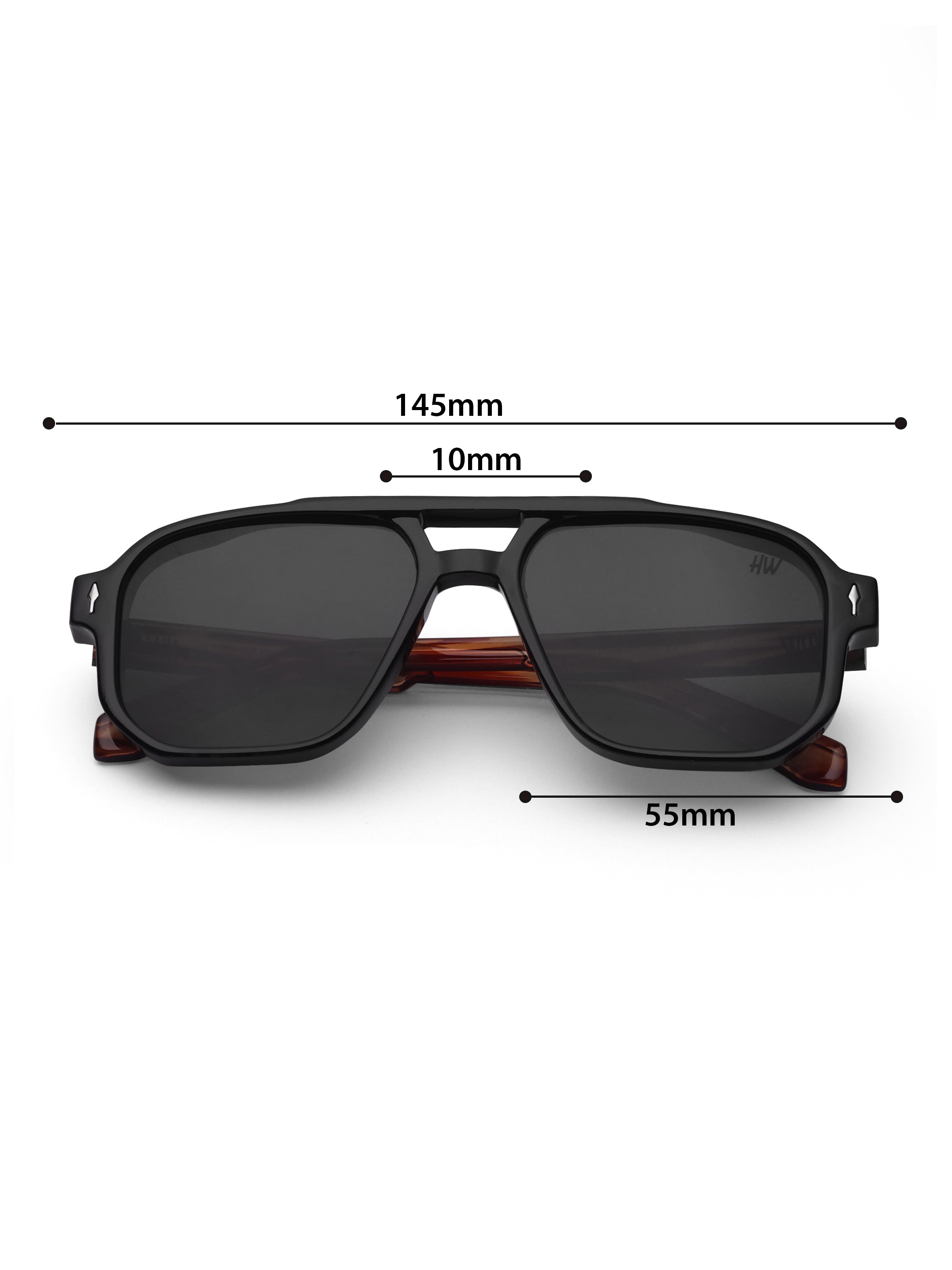 Men's UV Protected Gold Wooden Look Black Wayfarer Sunglasses