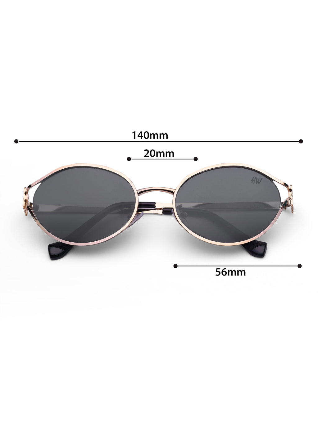 Women's Gold Black Oval Sunglasses