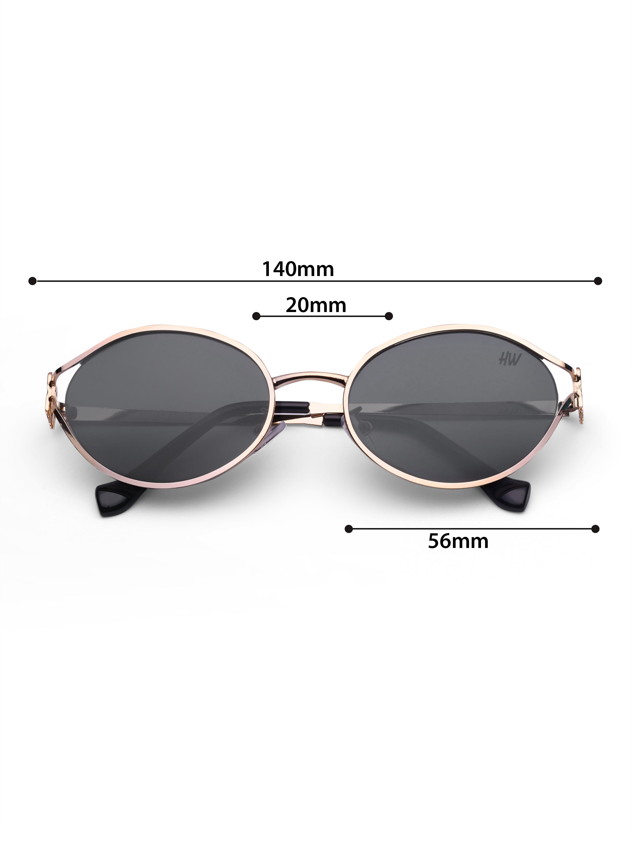 Women's Gold Black Oval Sunglasses