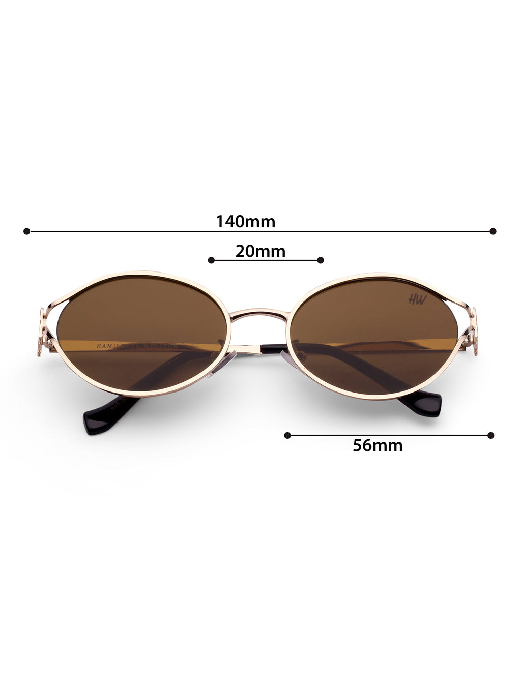 Women's Gold Brown Oval Sunglasses