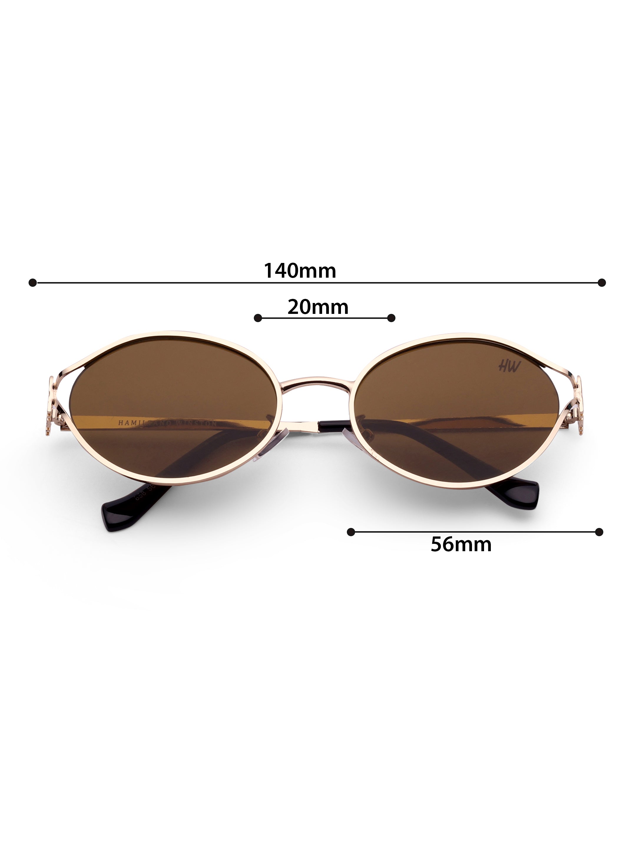 Women's Gold Brown Oval Sunglasses
