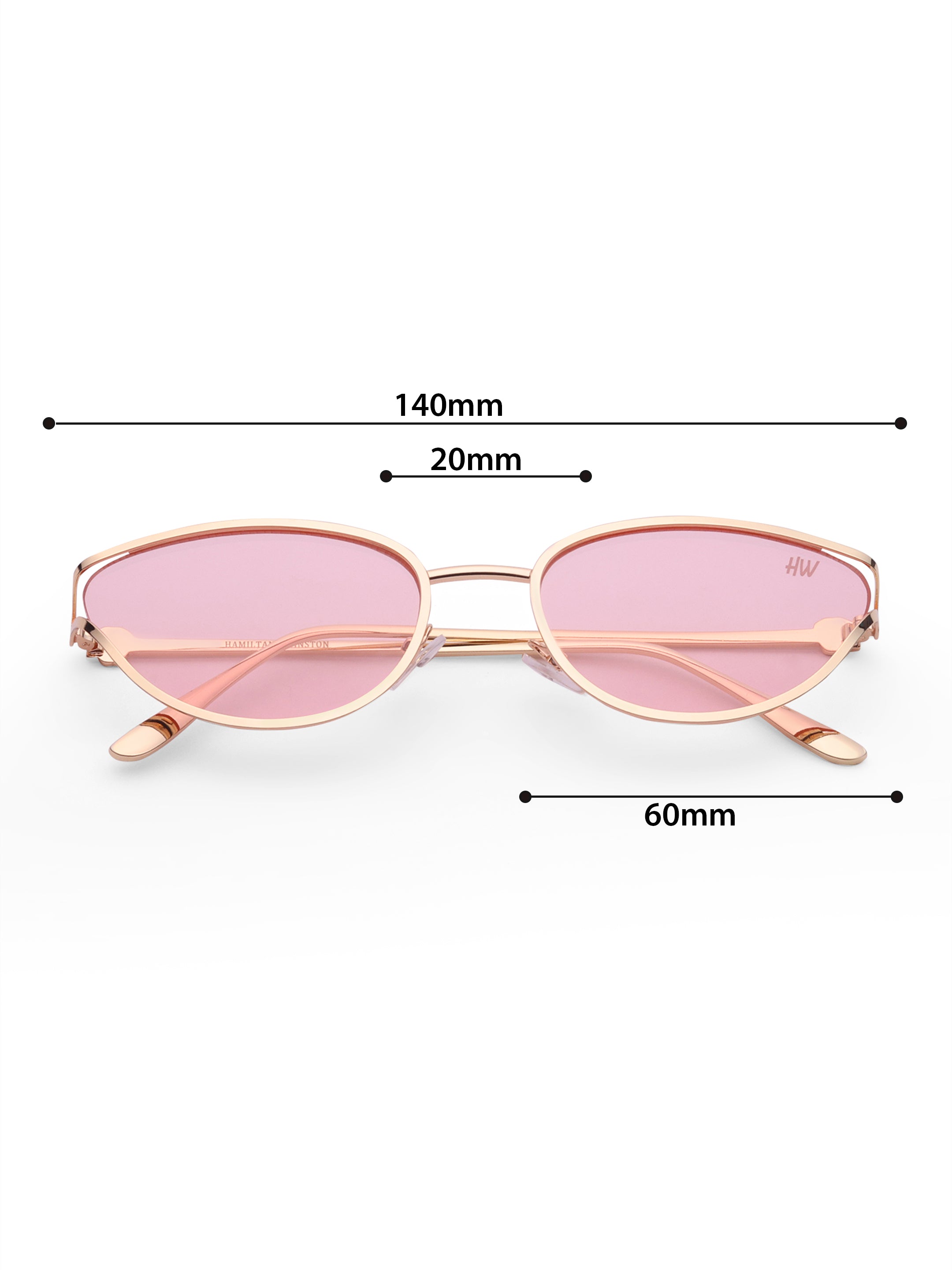 Women's Gold Pink Cat Eye Sunglasses