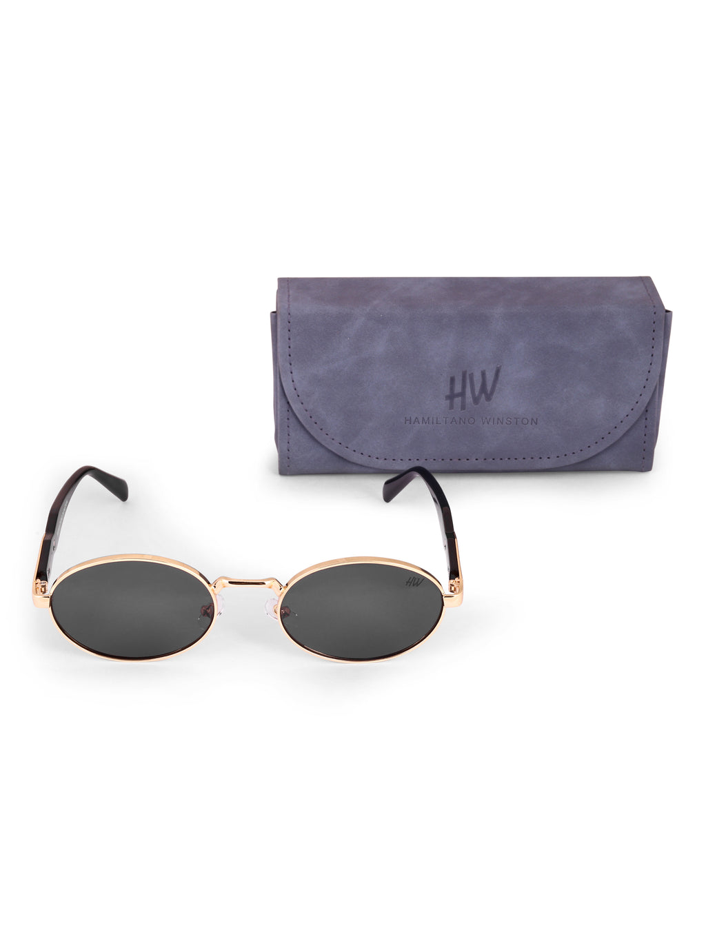 Women's Oval Golden Black UV Protected Sunglasses