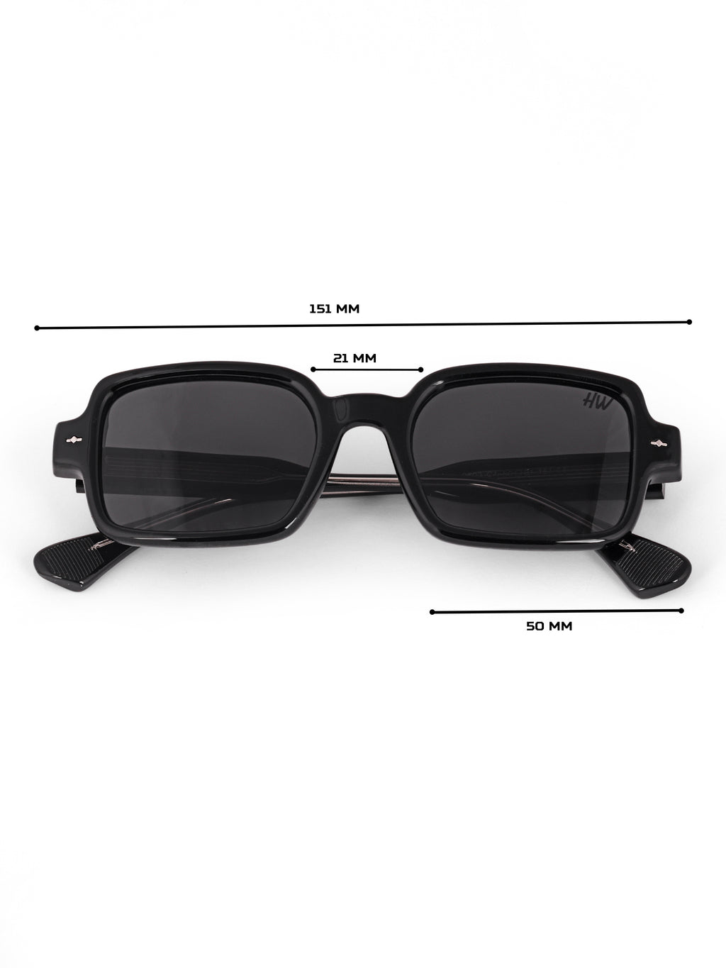 Women's Black Rectangular Sunglasses