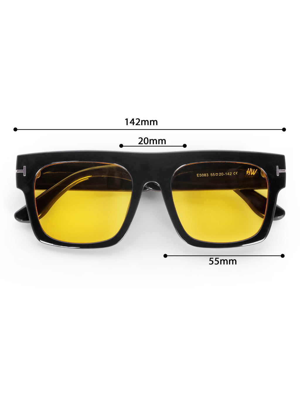 Men's Yellow Wayfarer Rectangular Sunglasses