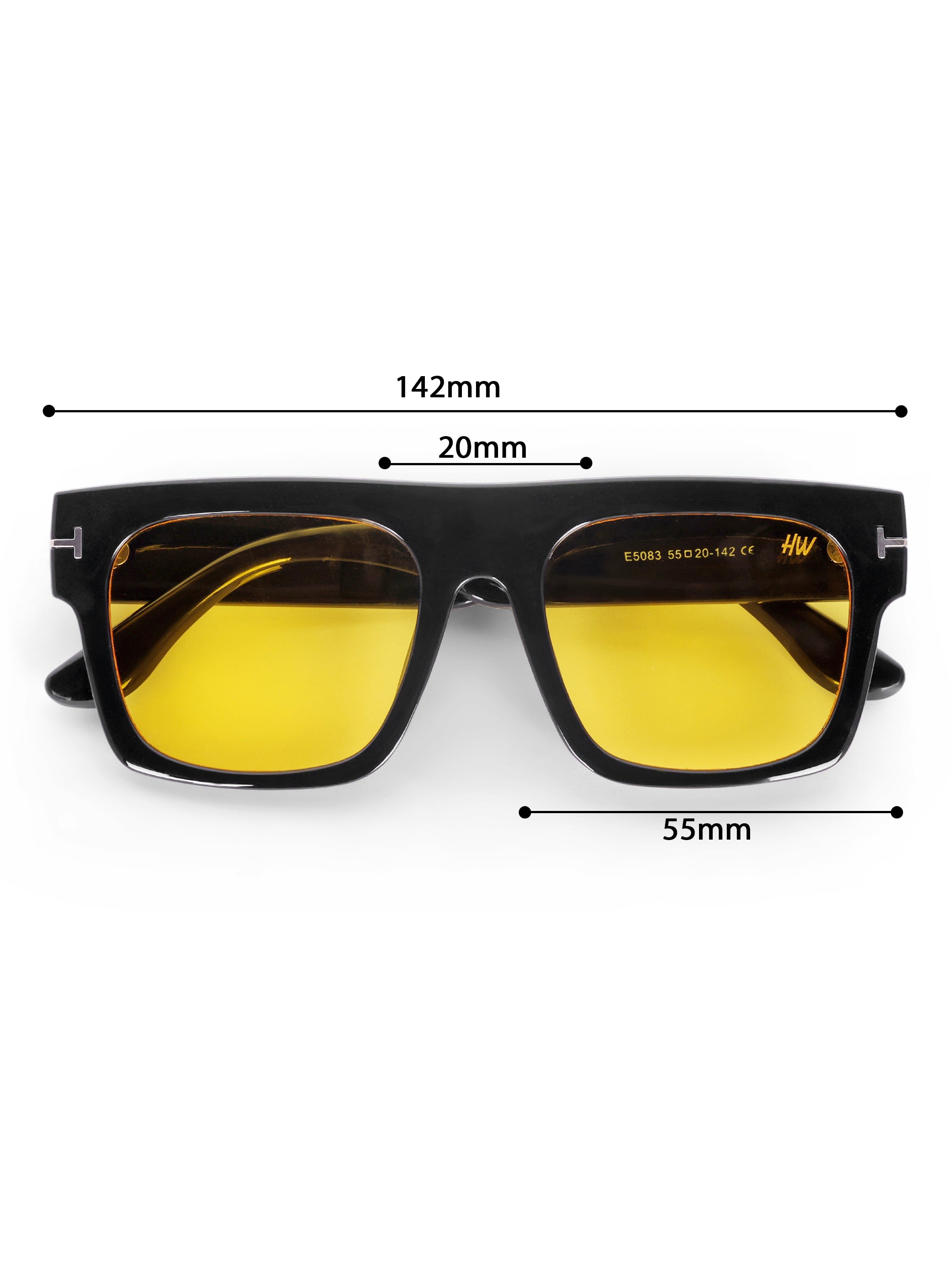 Men's Yellow Wayfarer Rectangular Sunglasses
