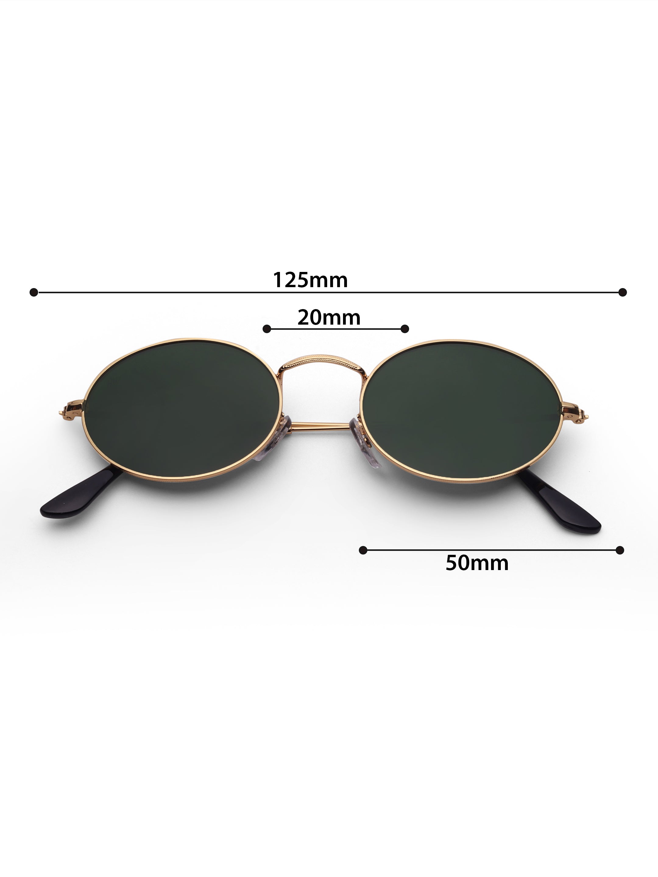 Women's Gold Green Oval Sunglasses