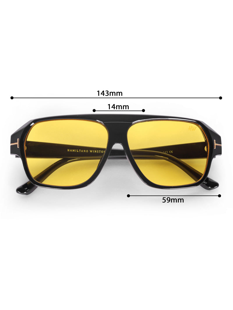 Men's Yellow UV Protected Wayfarer Rectangular Sunglasses