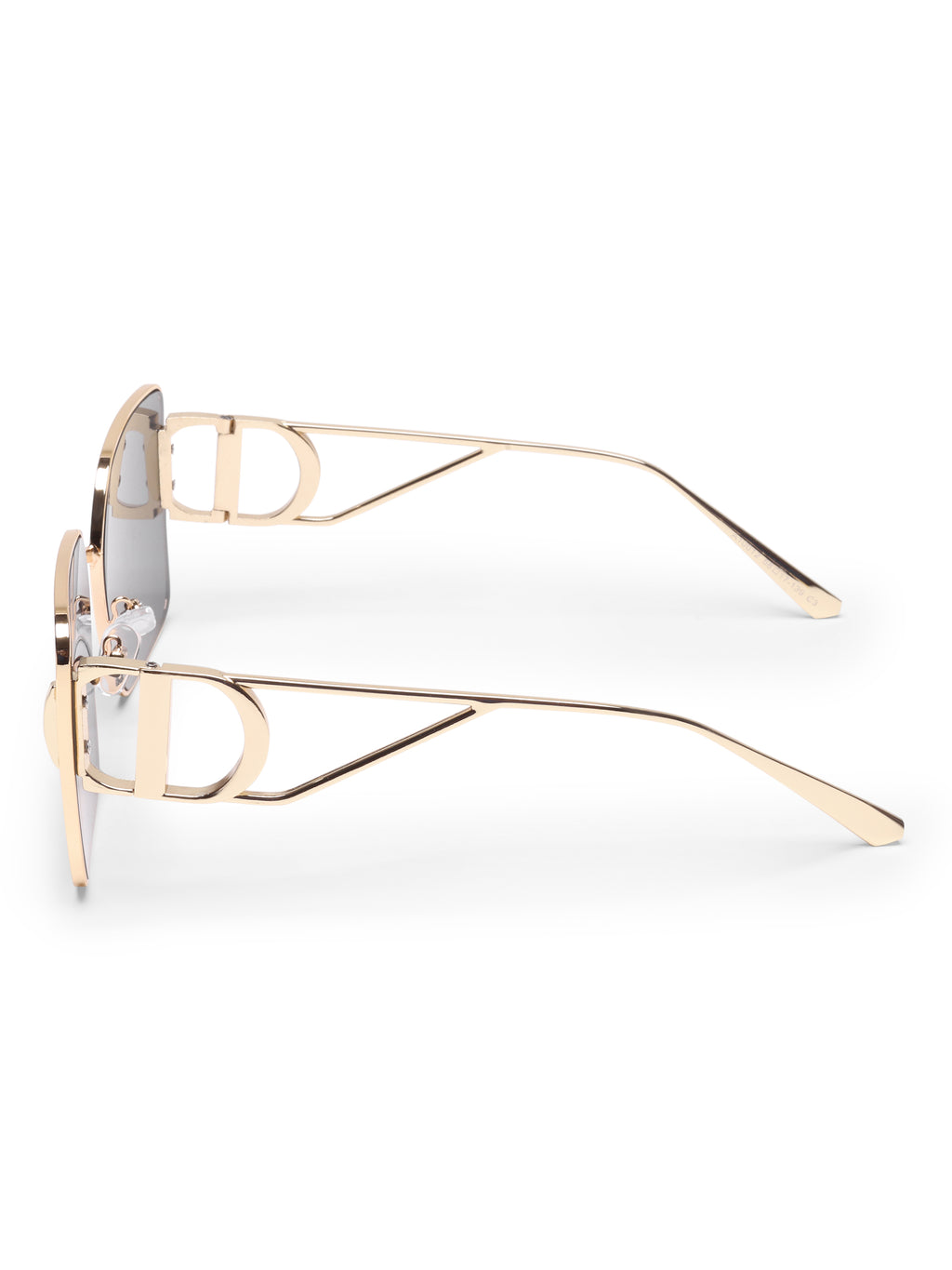 Orlina Gold Black Metal Square UV Protected Womens Sunglasses