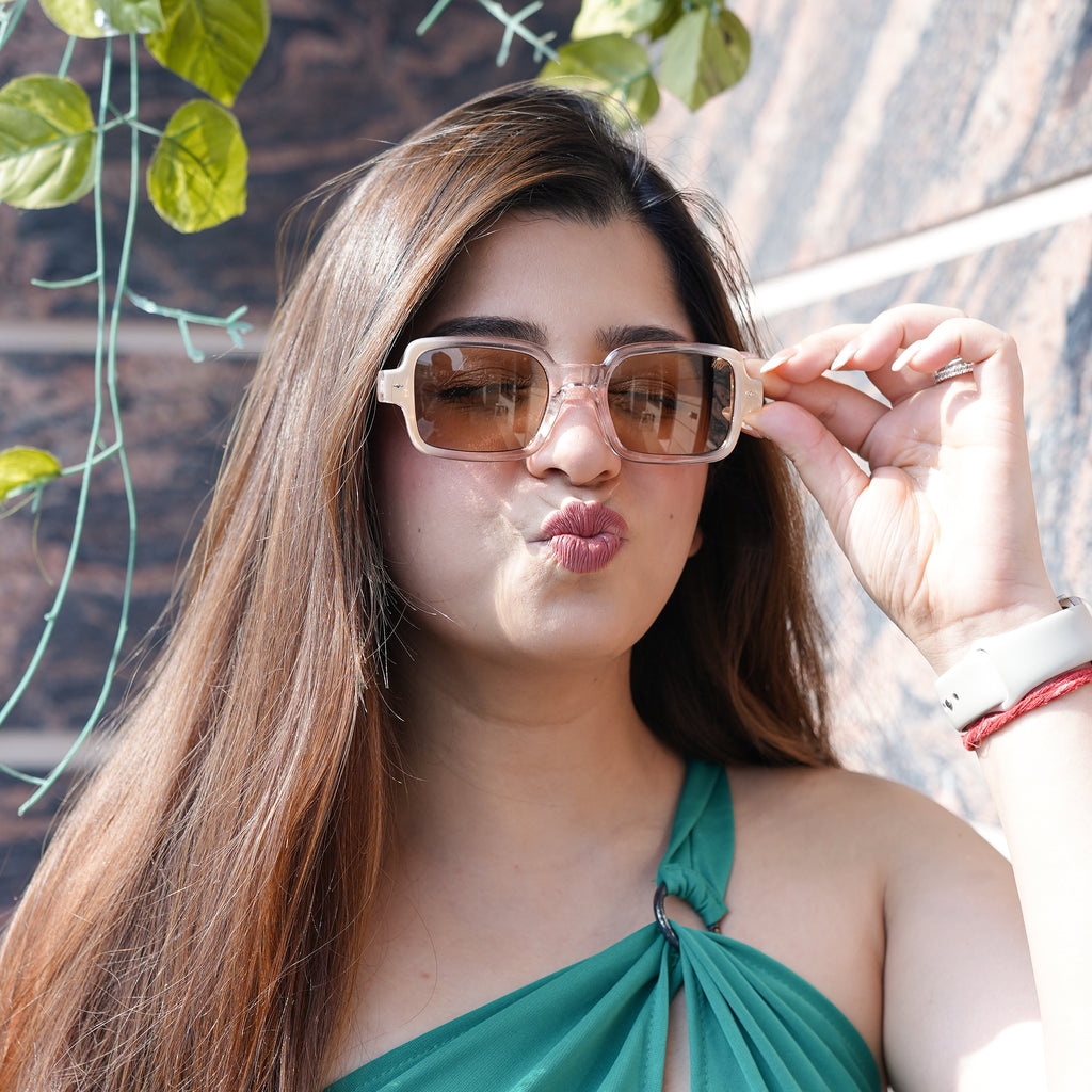 Oversize Women UV Protected Sunglasses Brown