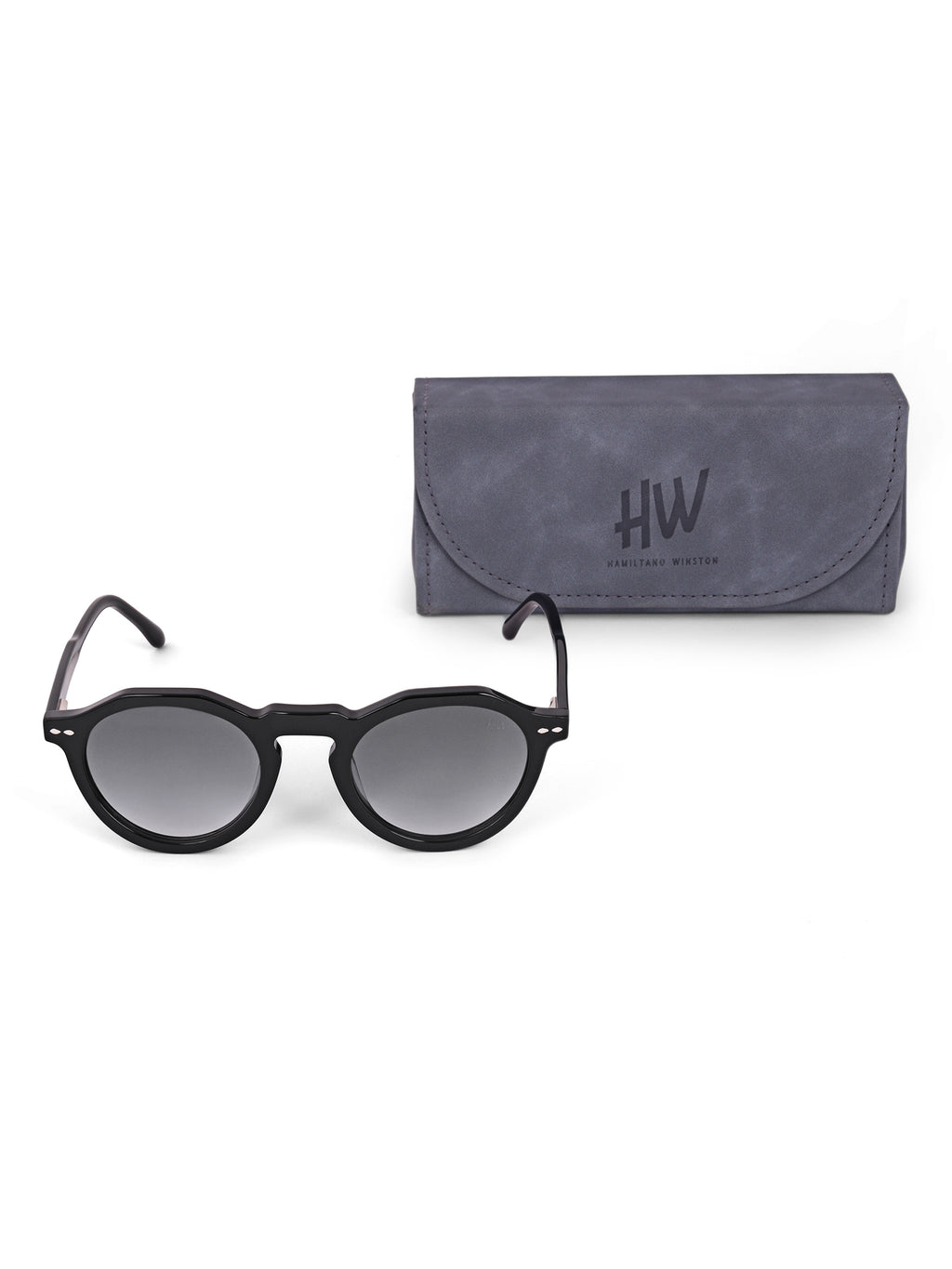 Men Round Uv Protected Sunglasses Black