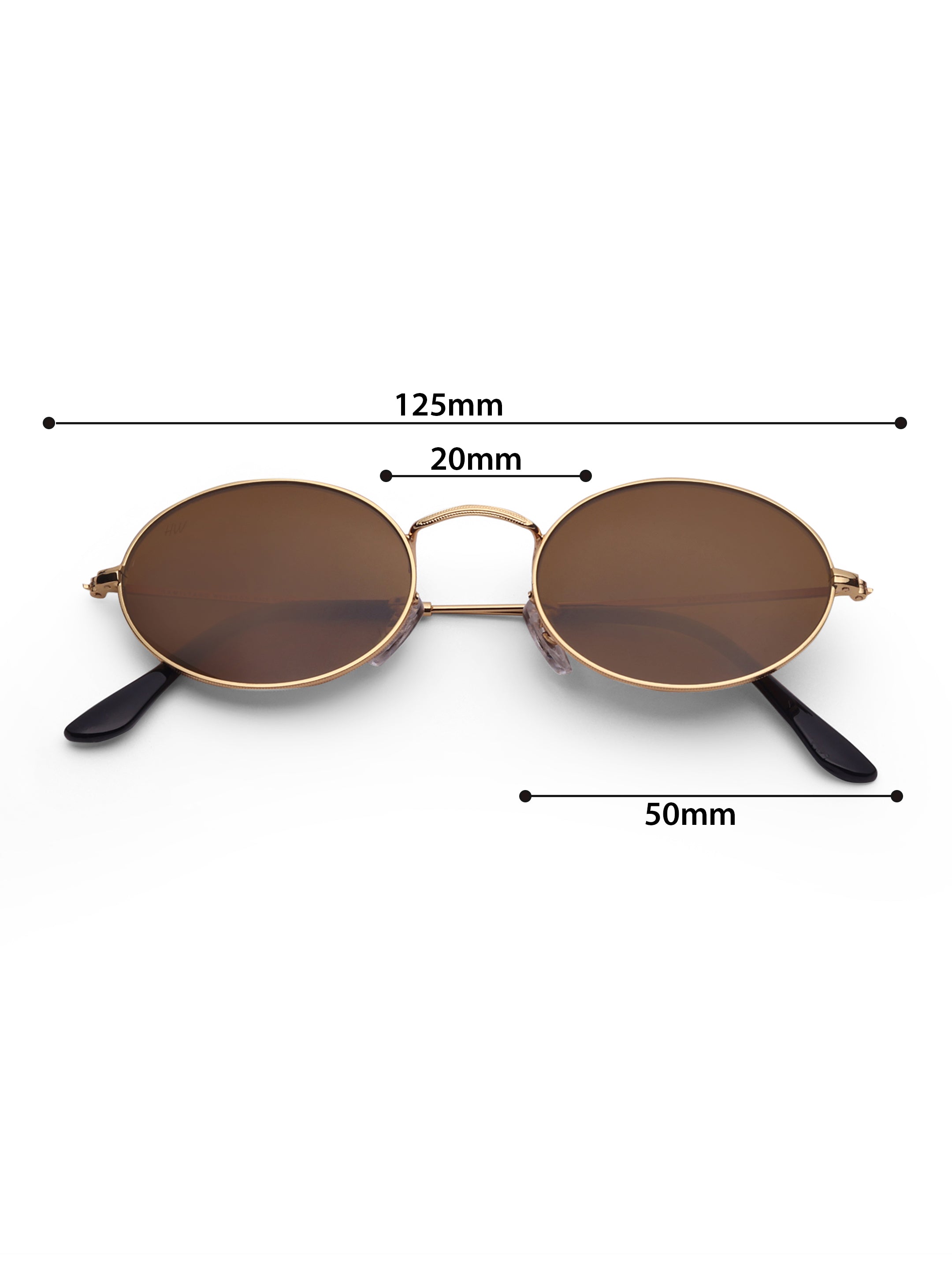 Women's Gold Brown Oval Sunglasses
