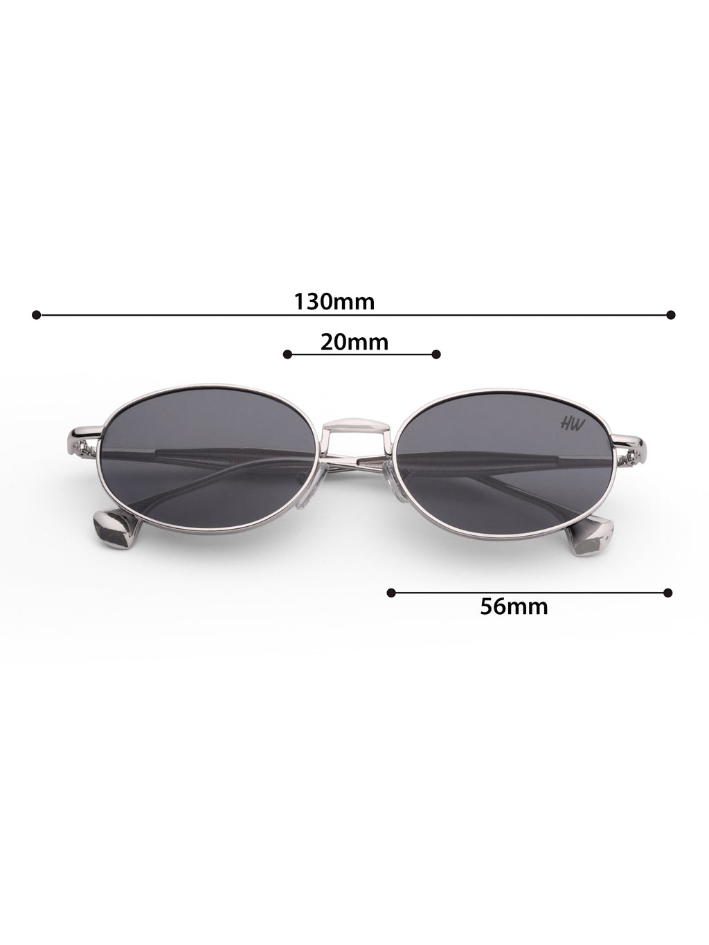 Women's Oval Silver Black Sunglasses
