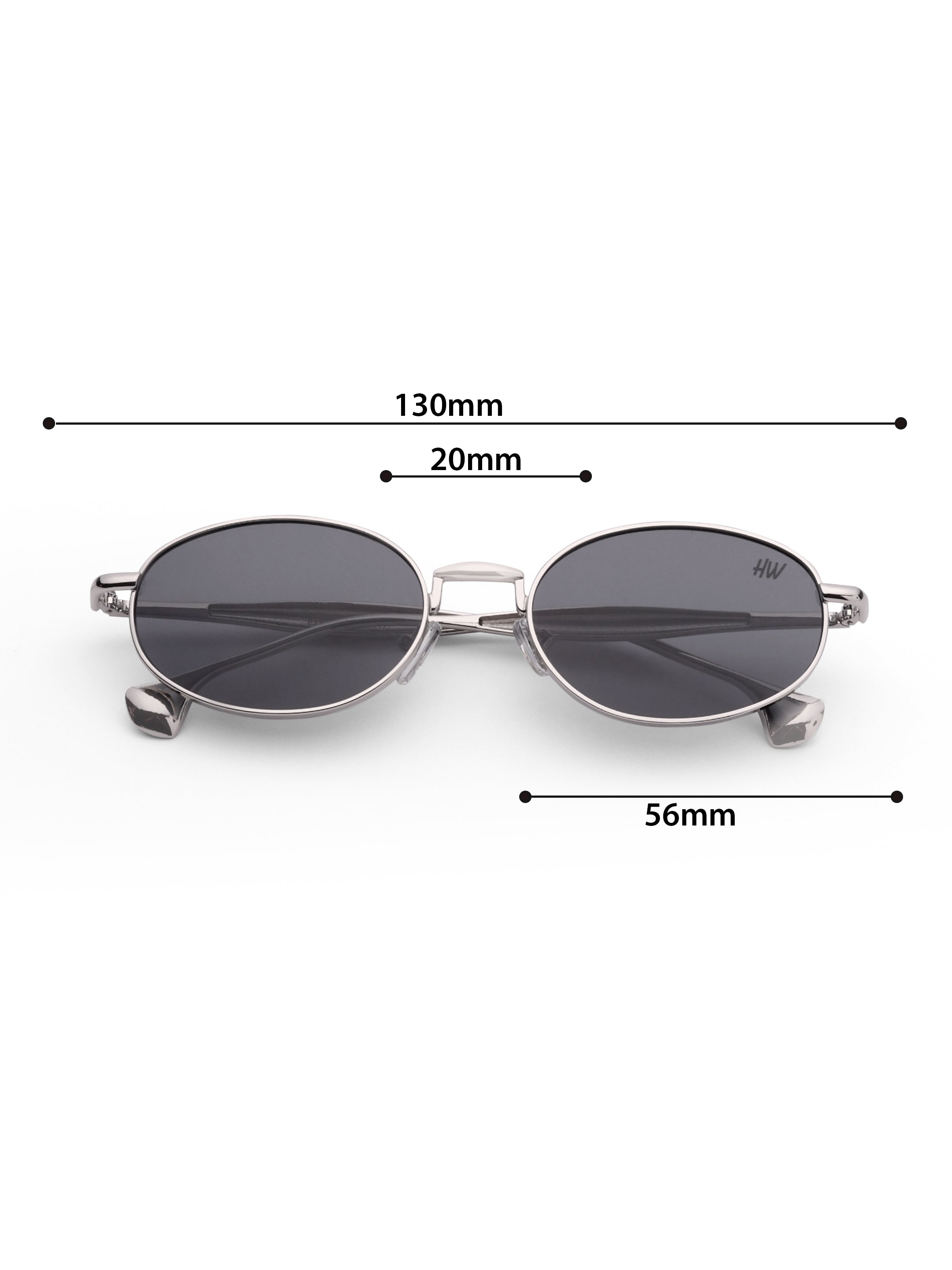 Women's Oval Silver Black Sunglasses