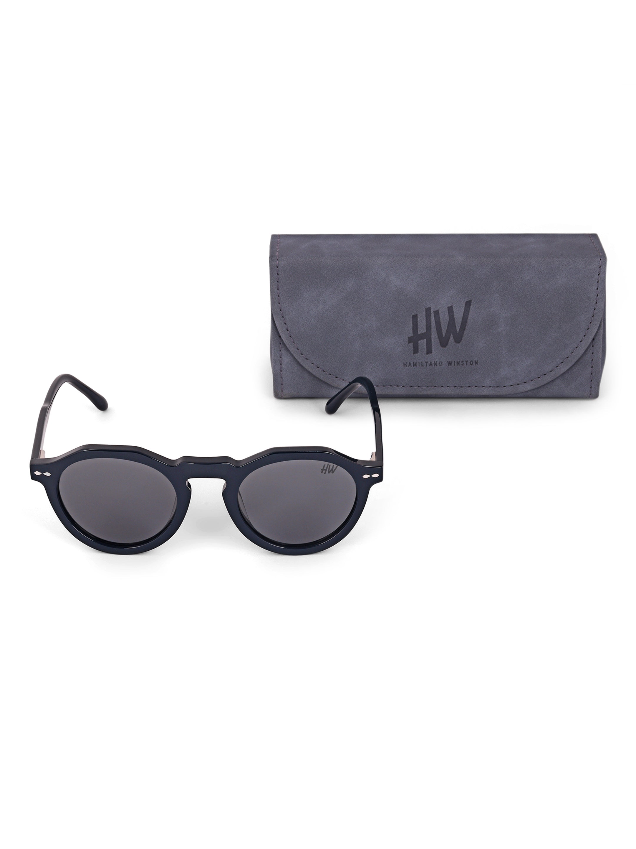 Men Round Uv Protected Sunglasses Black