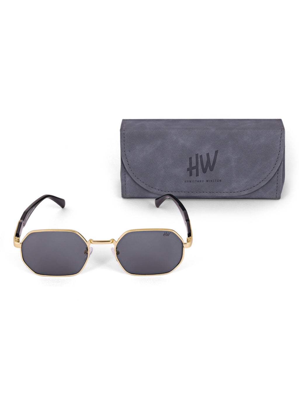 Gold Black Hexagon Women UV Protected Sunglasses