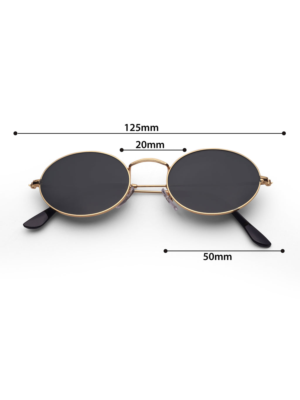 Women's Gold Black Oval Sunglasses