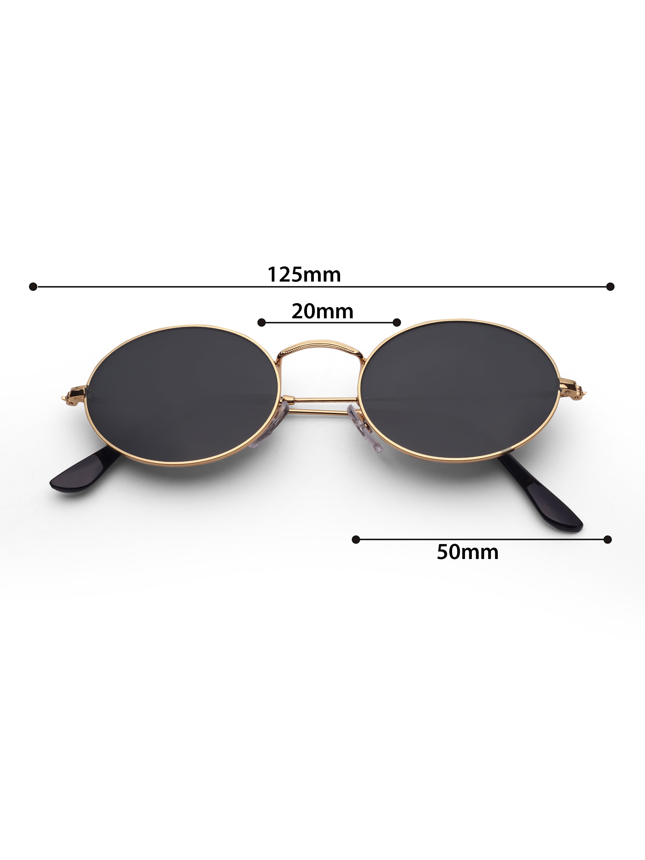 Women's Gold Black Oval Sunglasses