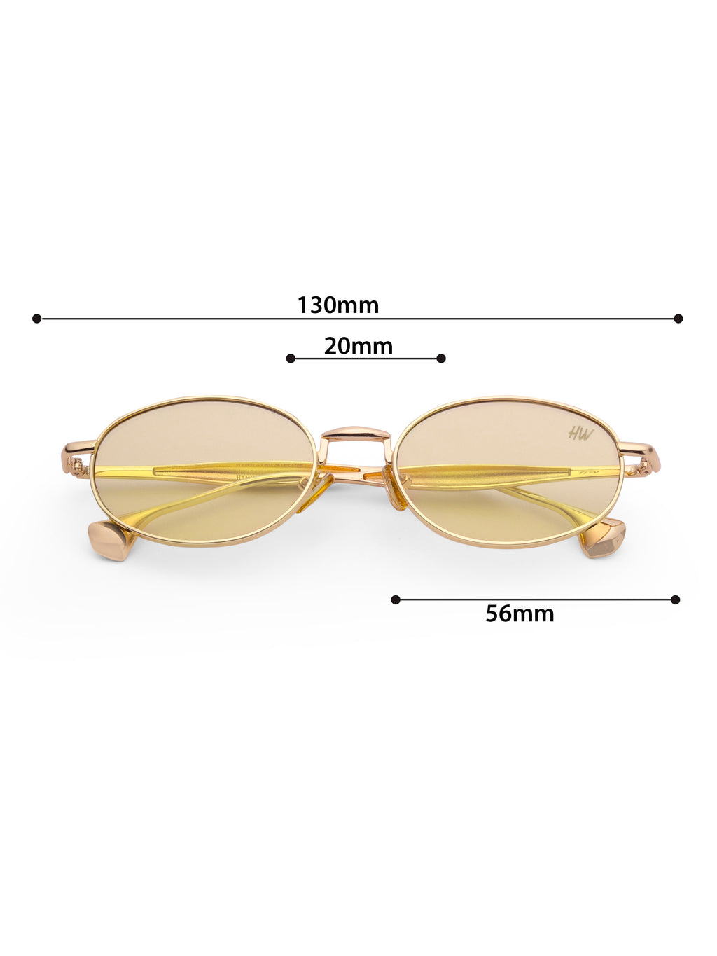 Women's Gold Yellow Oval Sunglasses