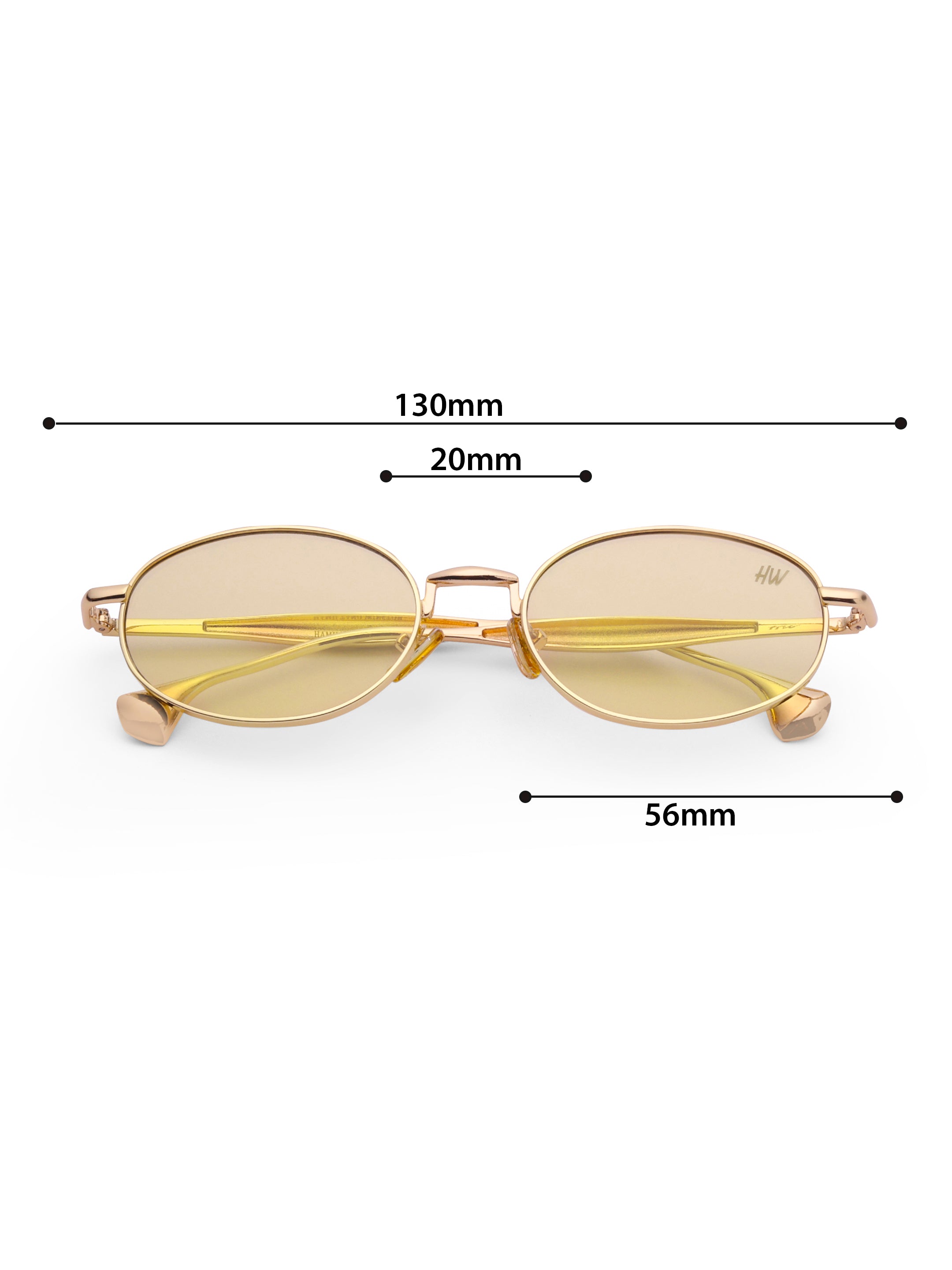 Women's Gold Yellow Oval Sunglasses