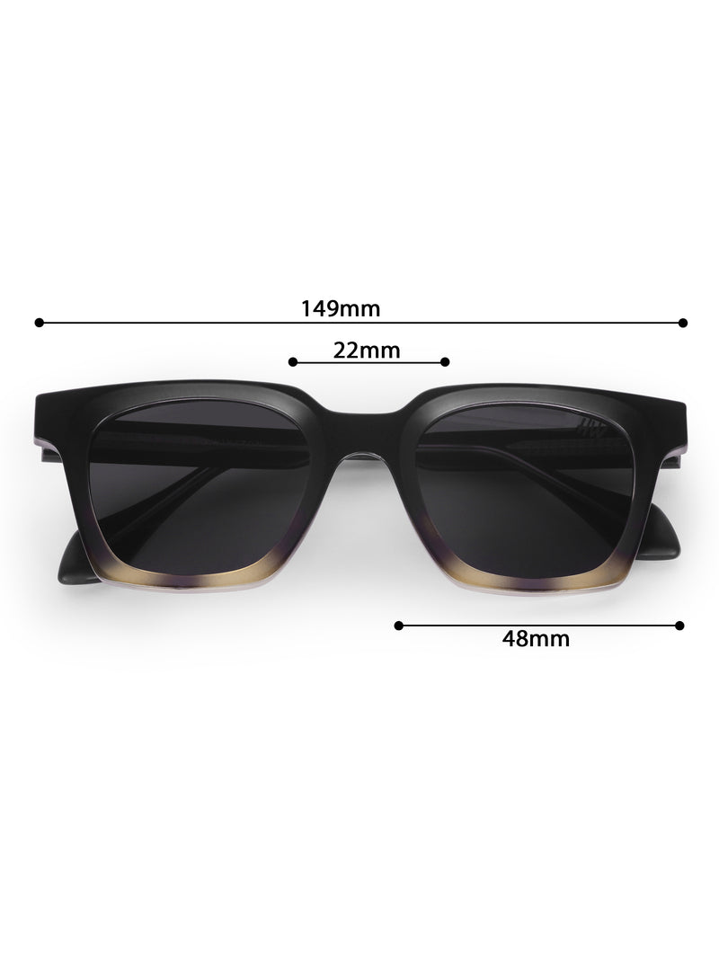 Women's Black Rectangular Sunglasses