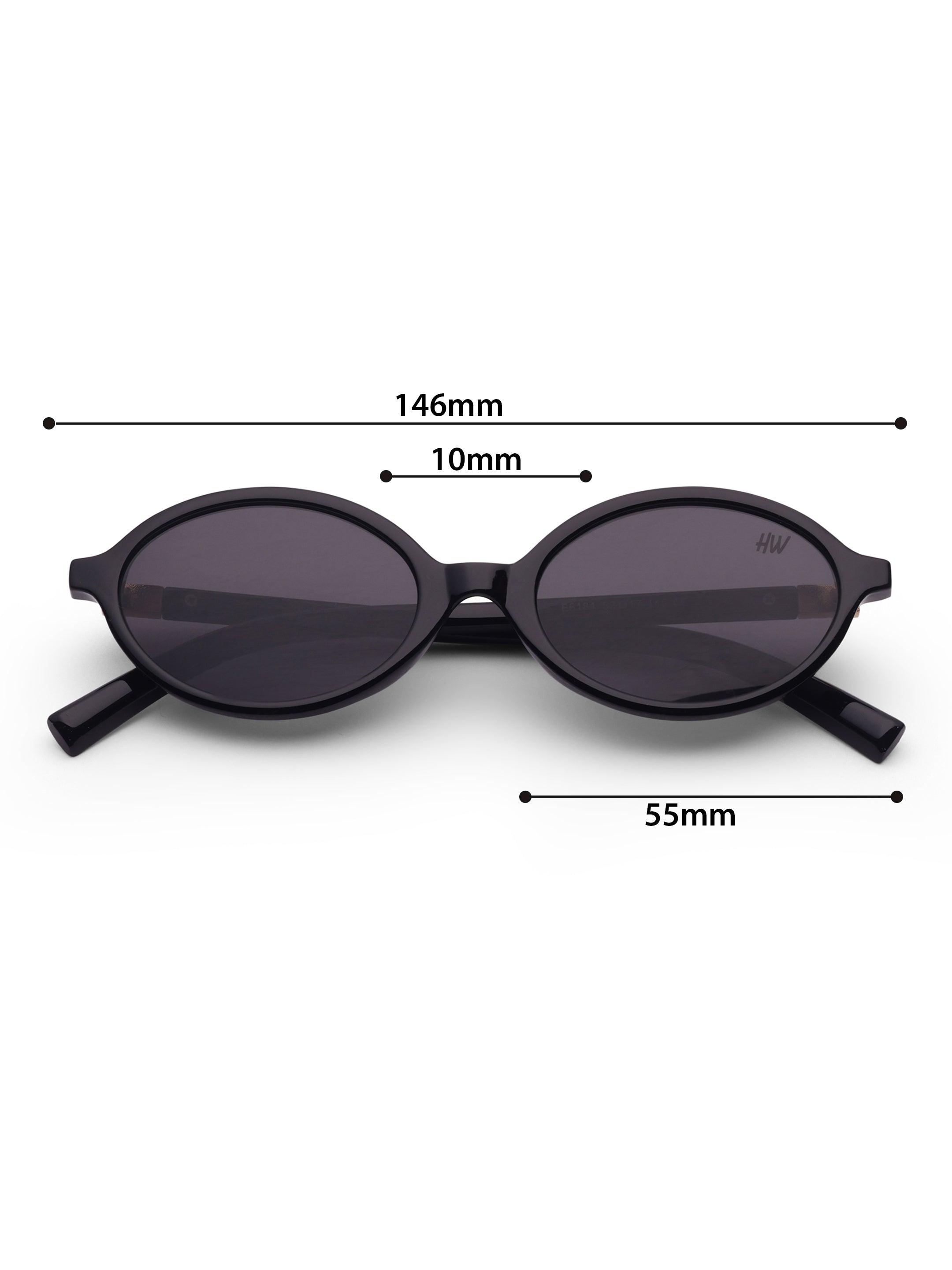 Women's Oval Black Sunglasses